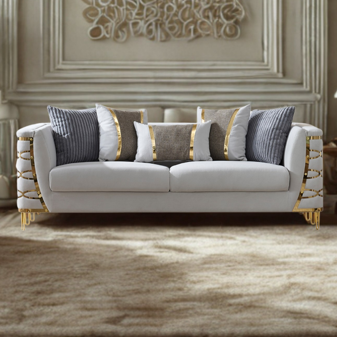 Saryk – Ensemble canapé en velours doux – Gris