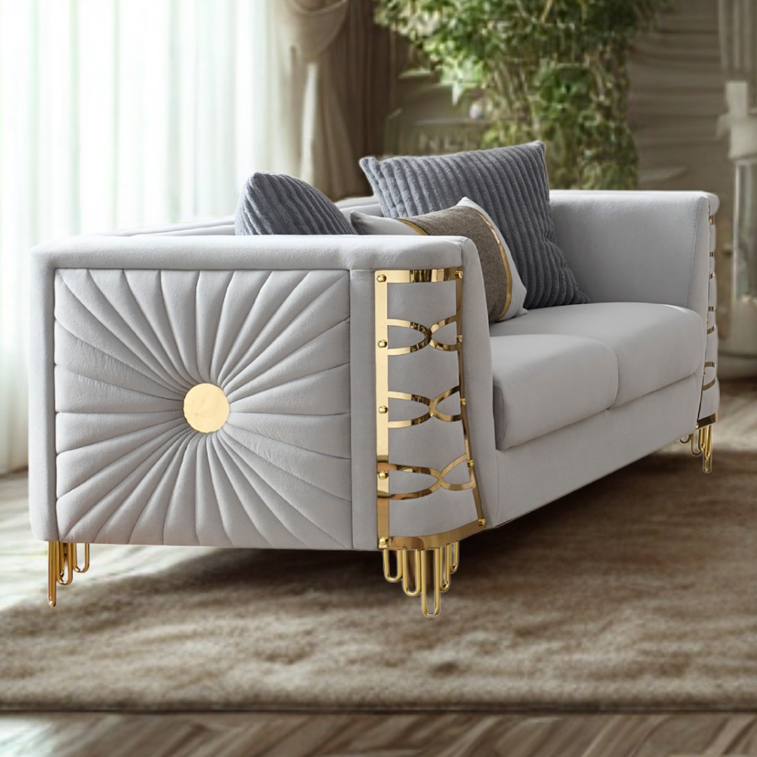 Saryk – Ensemble canapé en velours doux – Gris