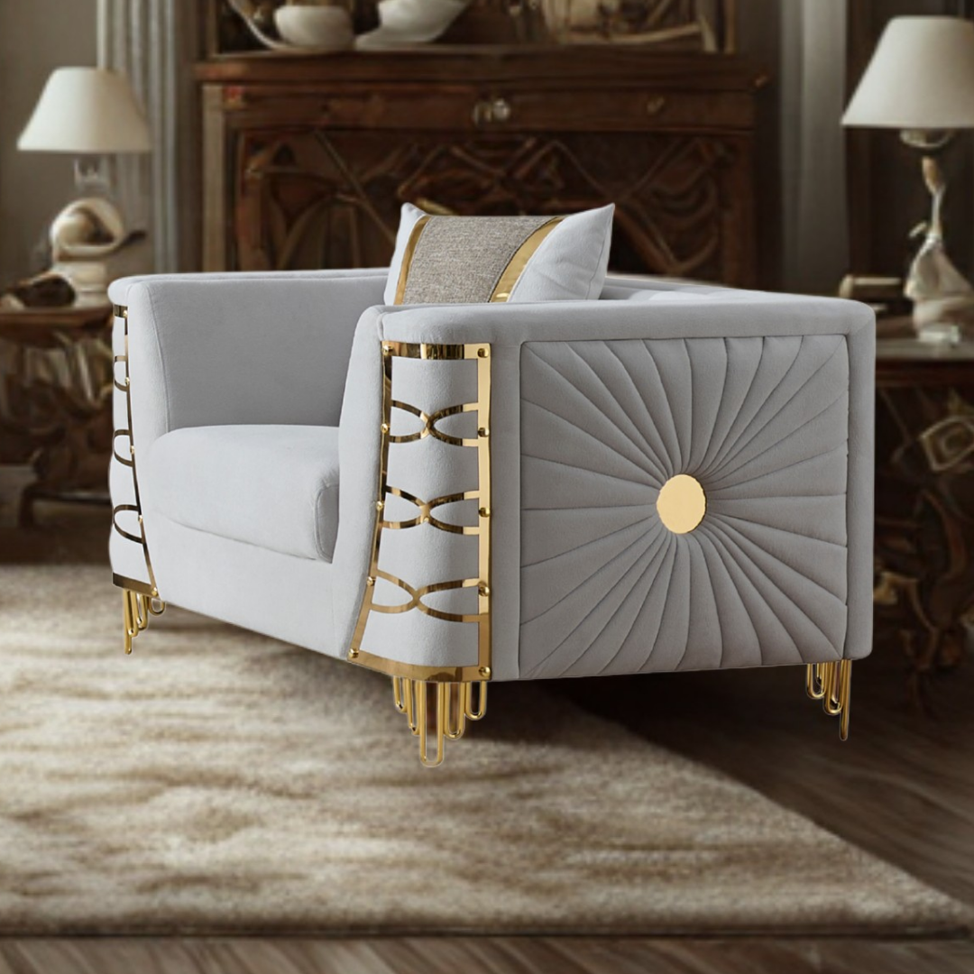 Saryk – Ensemble canapé en velours doux – Gris