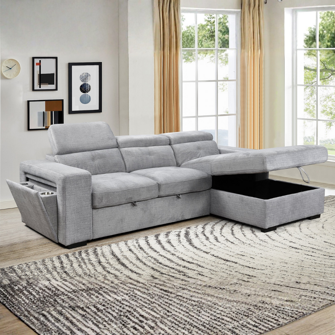 Saviro – Canapé-lit d'angle – Gris