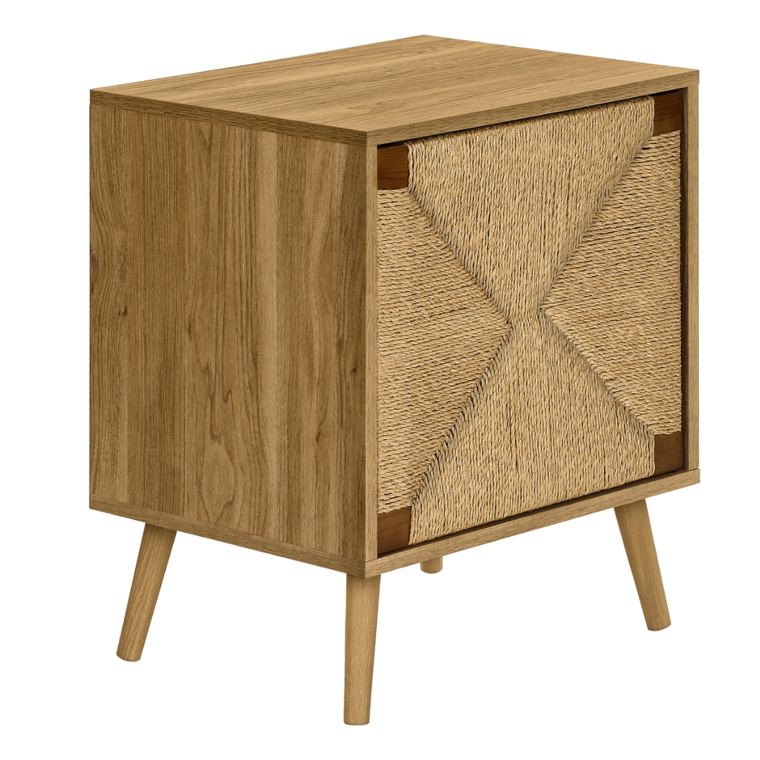 Seagrano – Night Stand – Light Walnut / Seagrass-Look Door