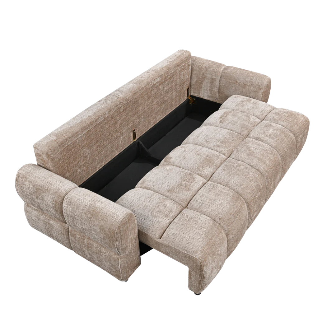 Serano – Canapé-lit avec rangement – Beige