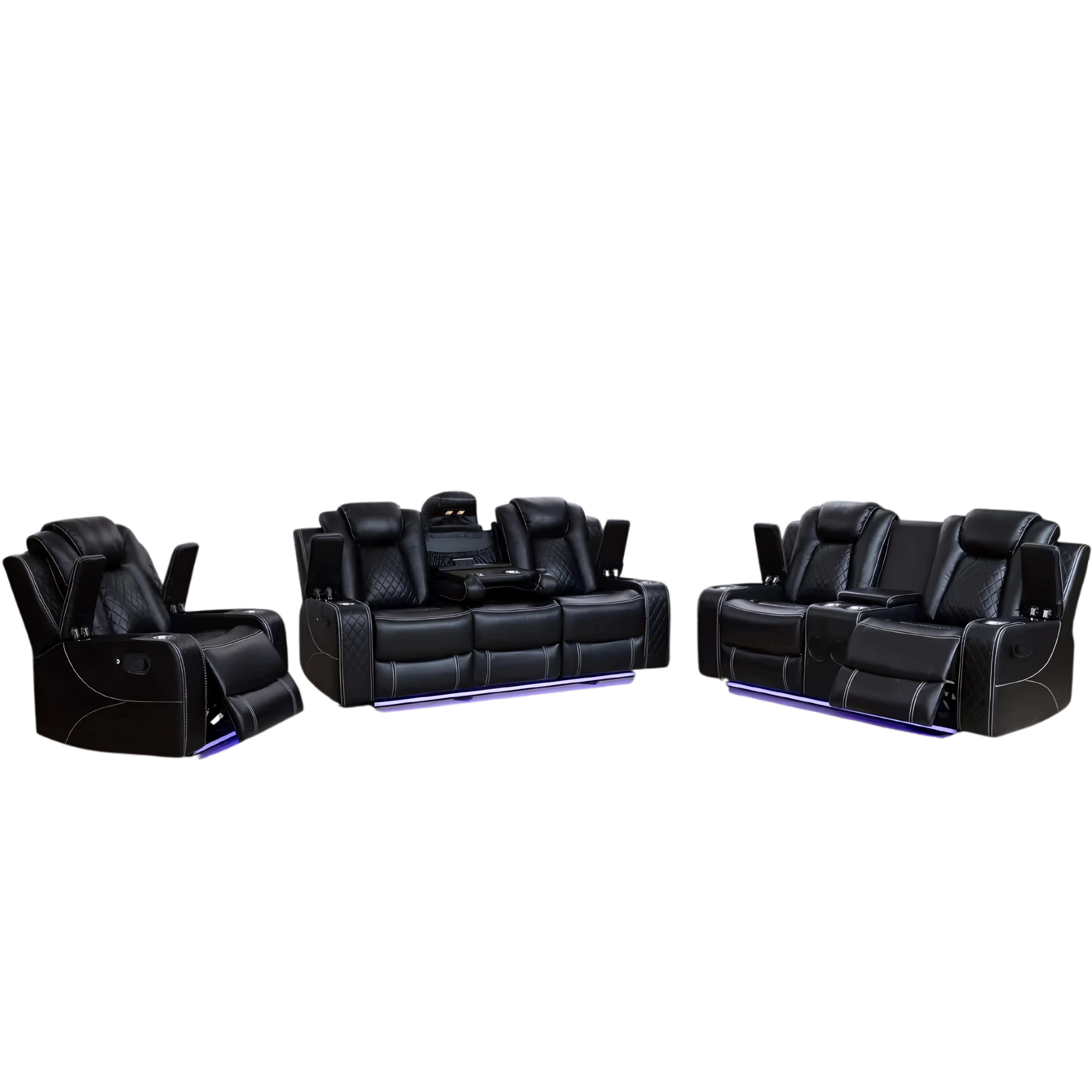 Serven – Power Recliner Set – Black