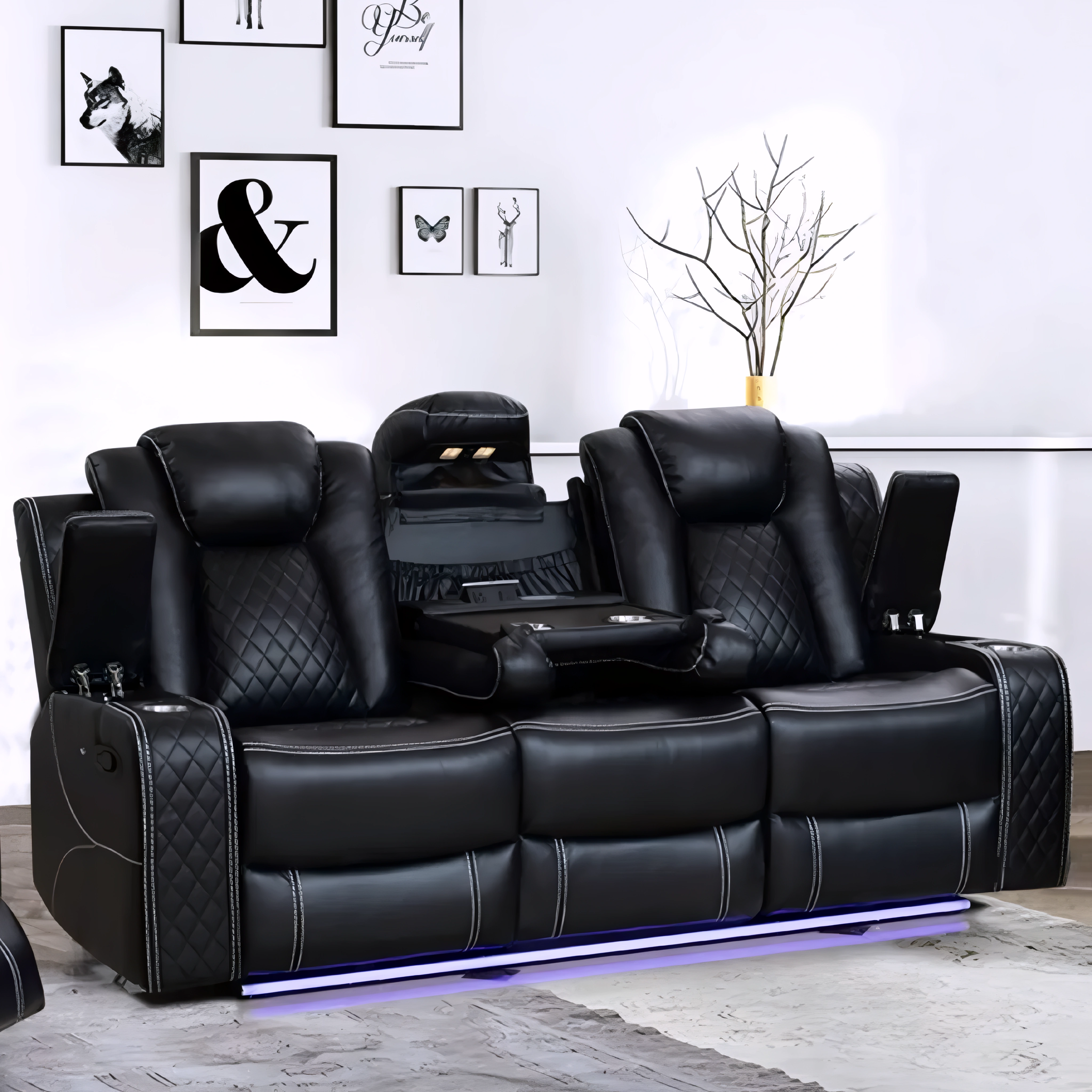 Serven – Power Recliner Set – Black