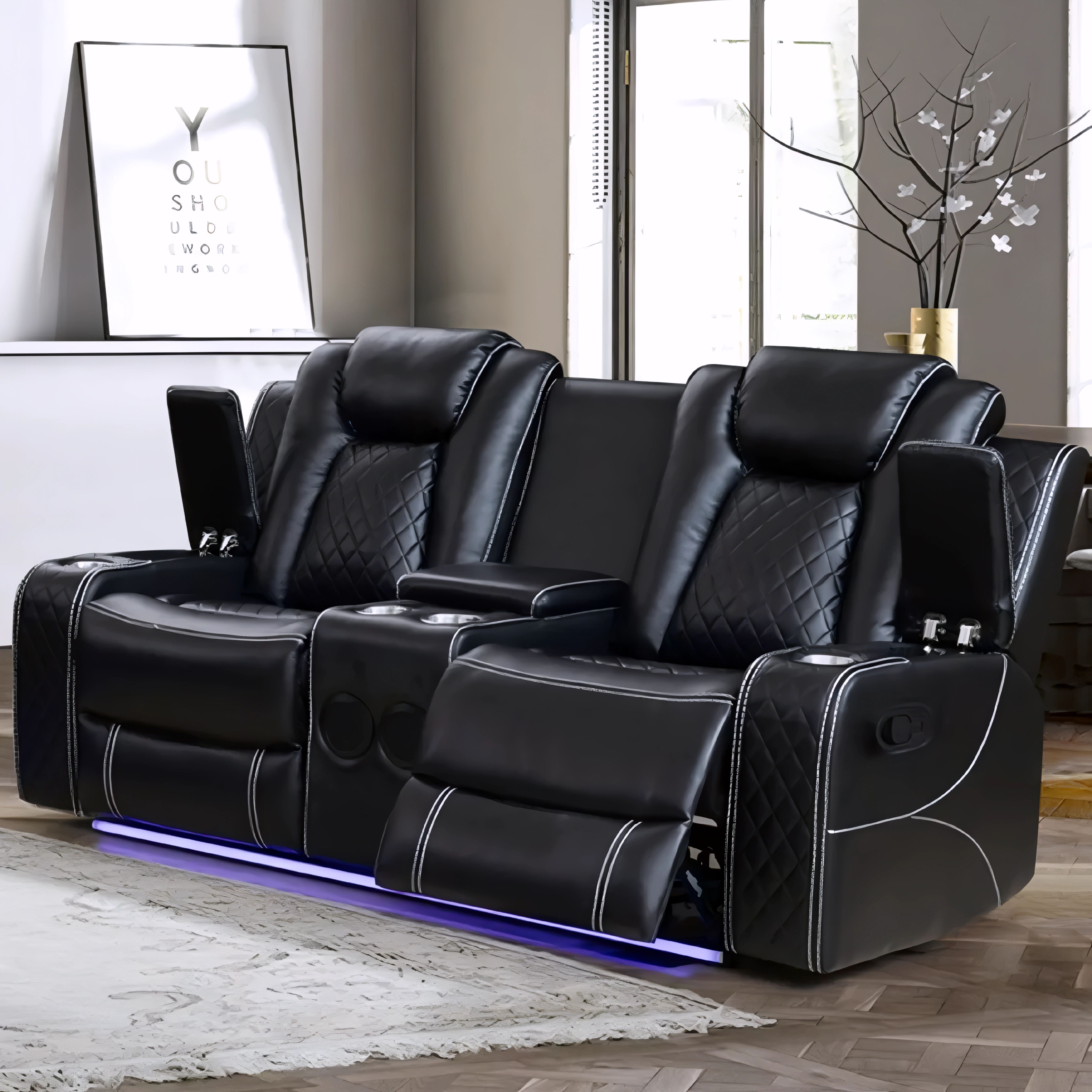 Serven – Power Recliner Set – Black