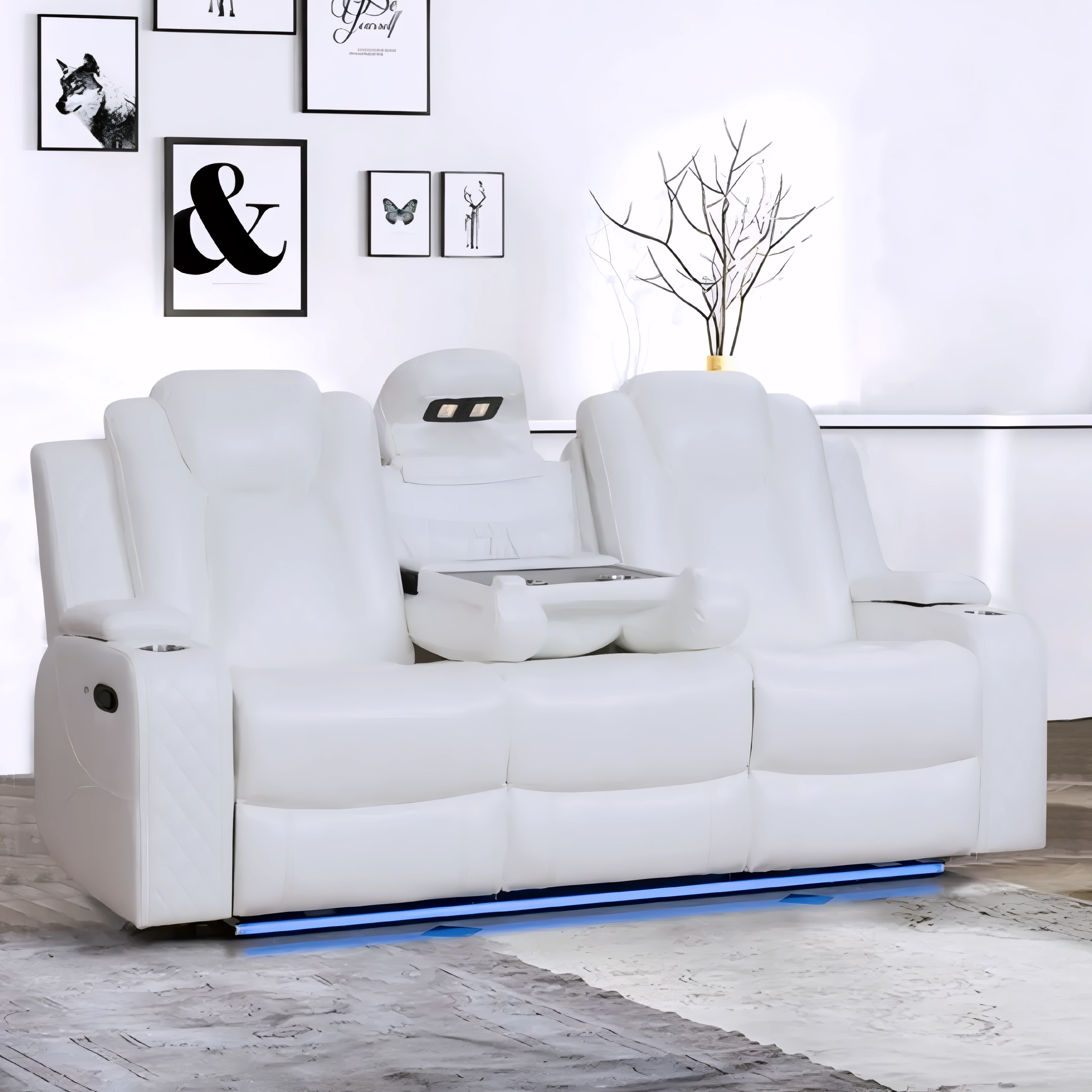 Serven – White Air Leather Recliner
