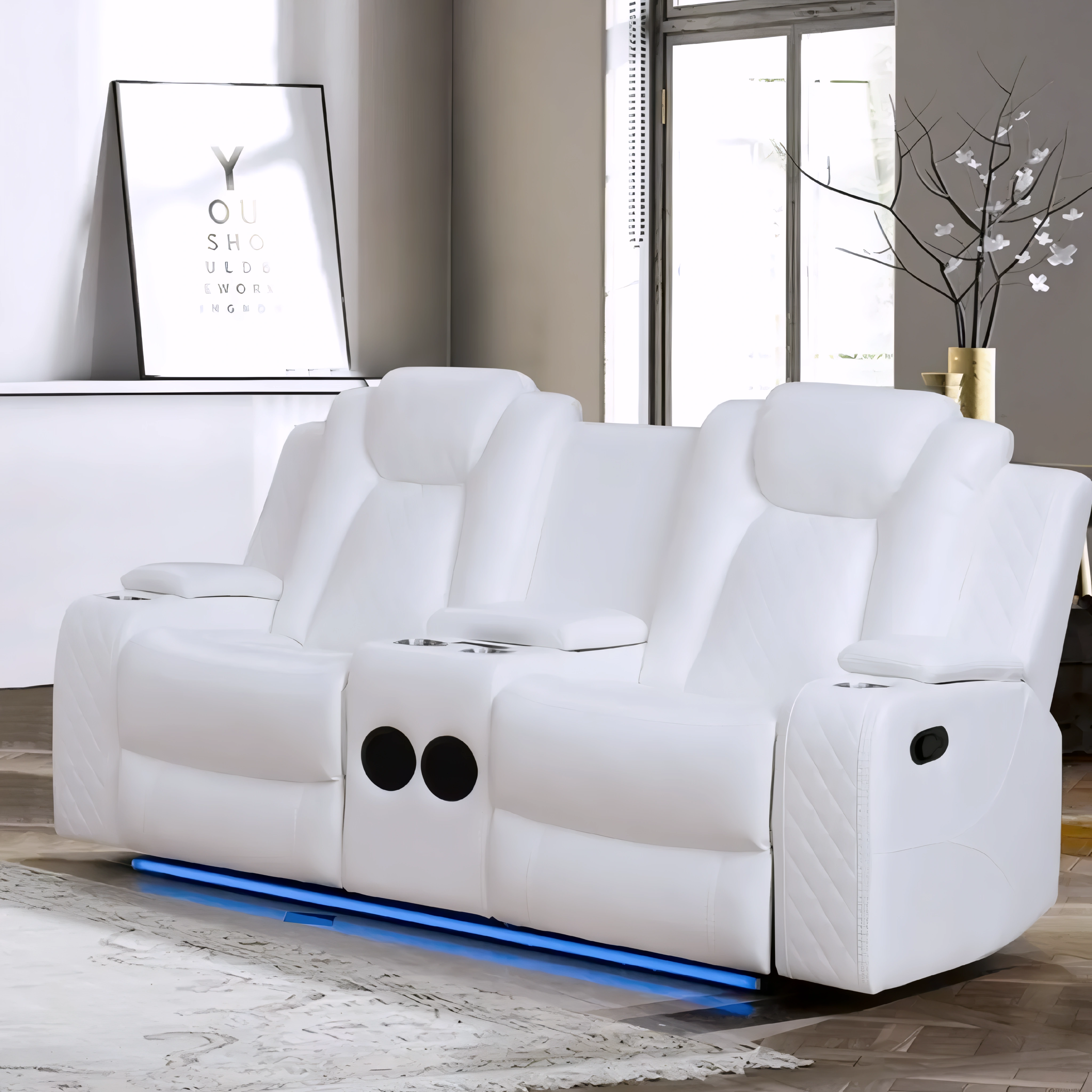 Serven – White Air Leather Recliner