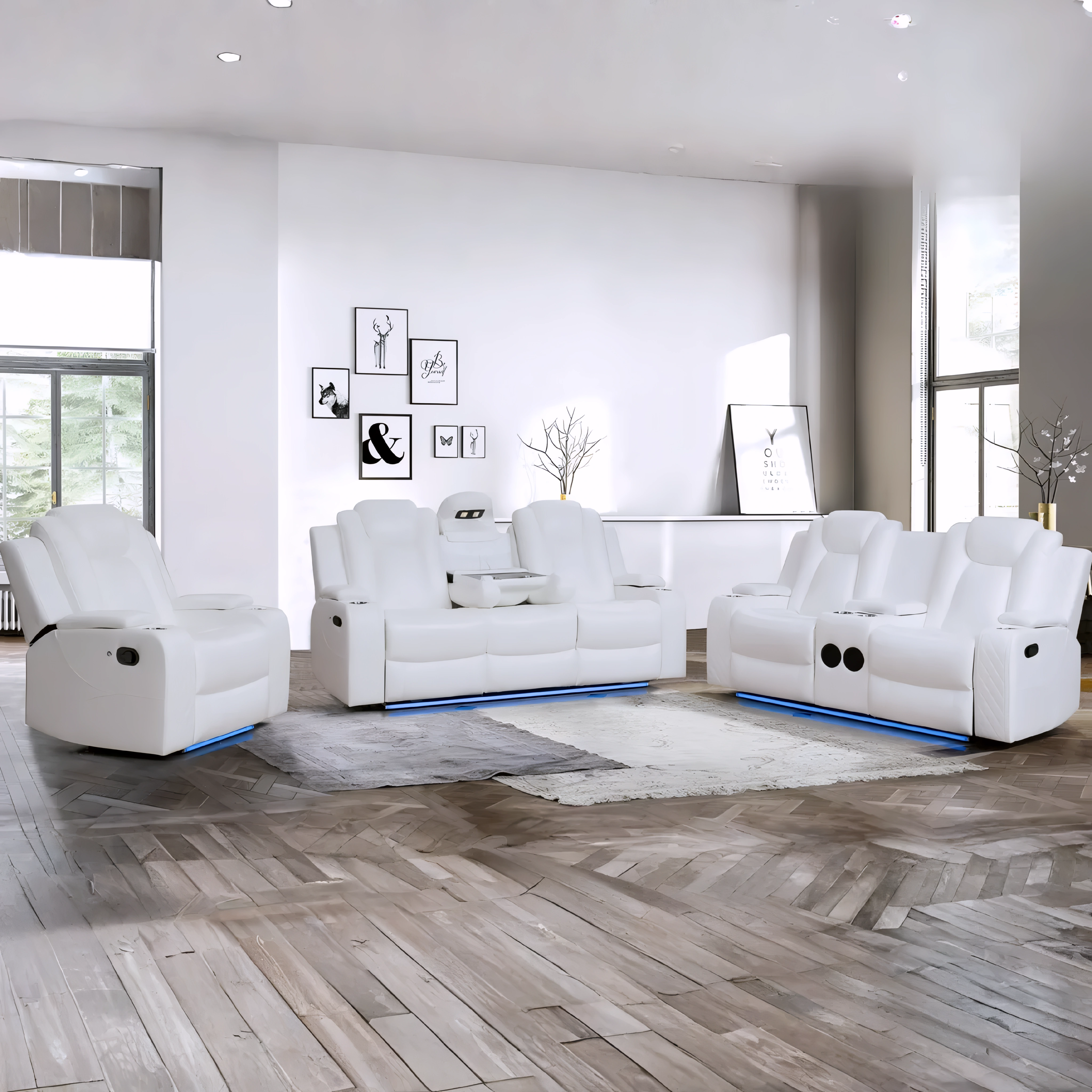 Serven – White Air Leather Recliner