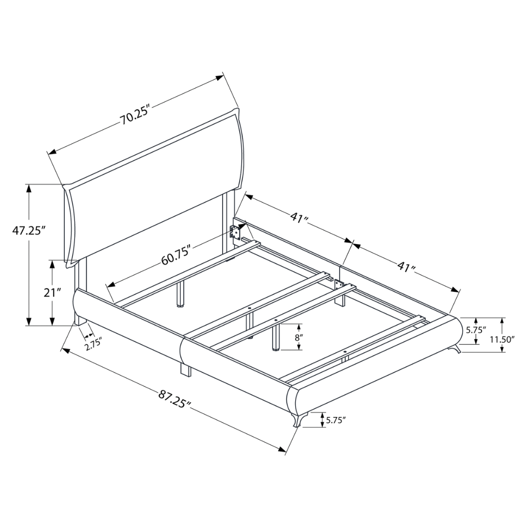 Silvano – Lit Queen – PU (Blanc) + Pieds chromés