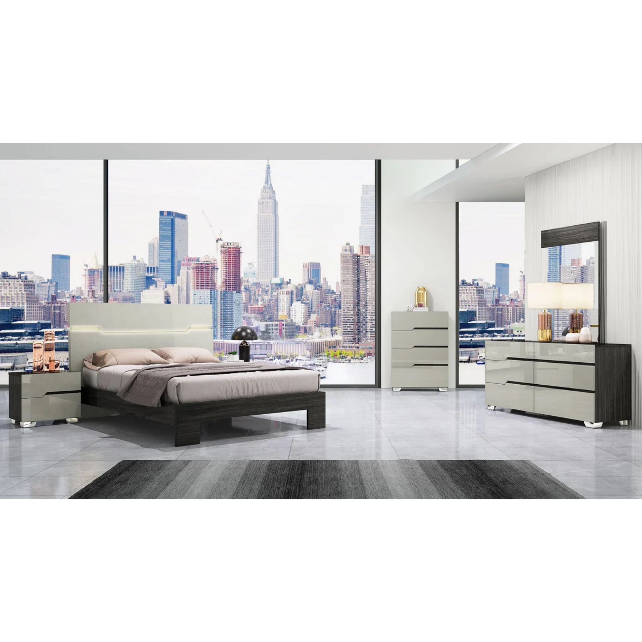 Queen Bedroom Set – Skylar Walnut