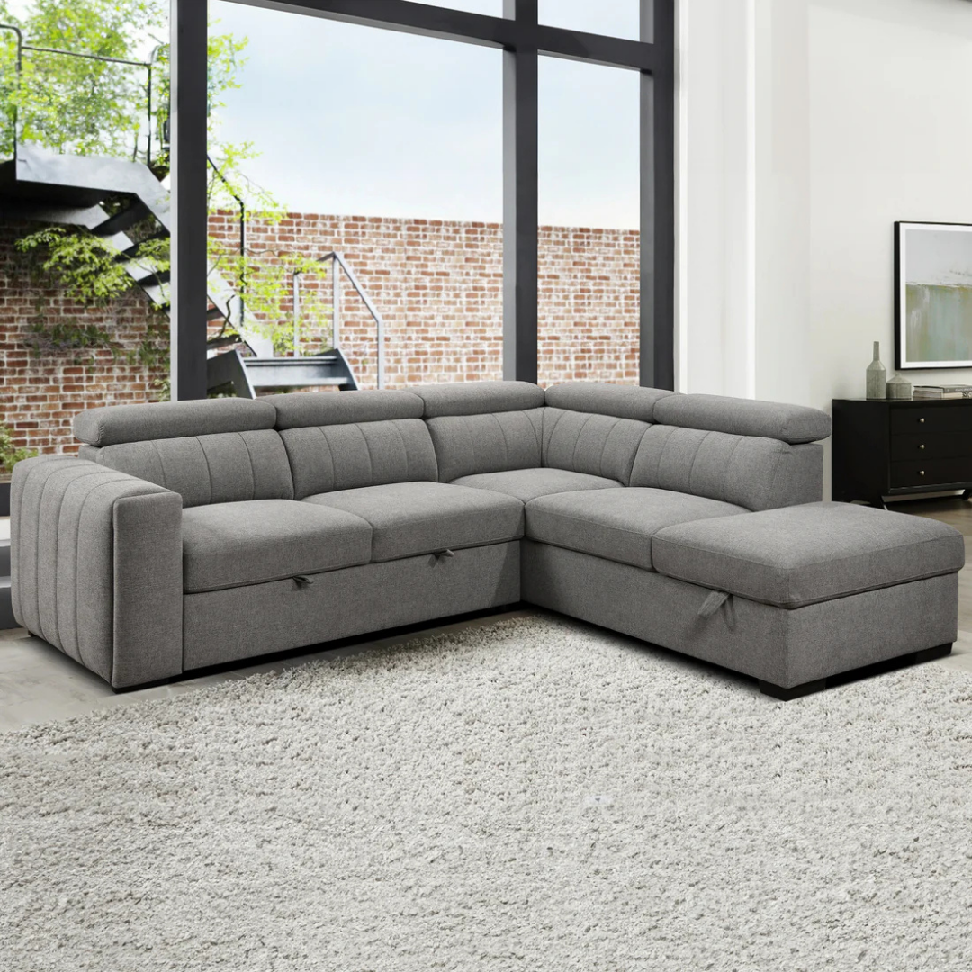 Solira – Canapé-lit d'angle – Gris