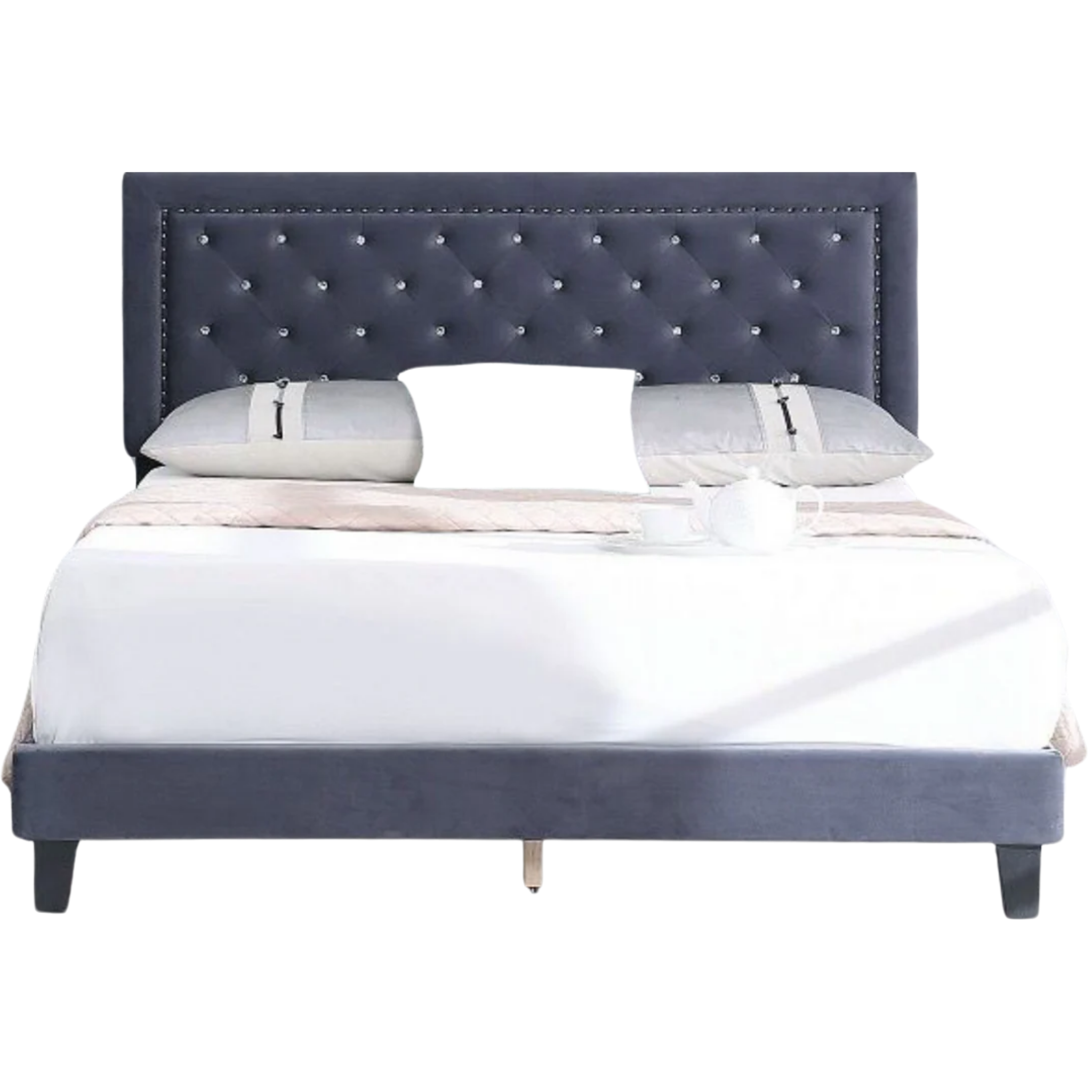 Lit King Size - SOLO - Cadre de lit rembourré en velours