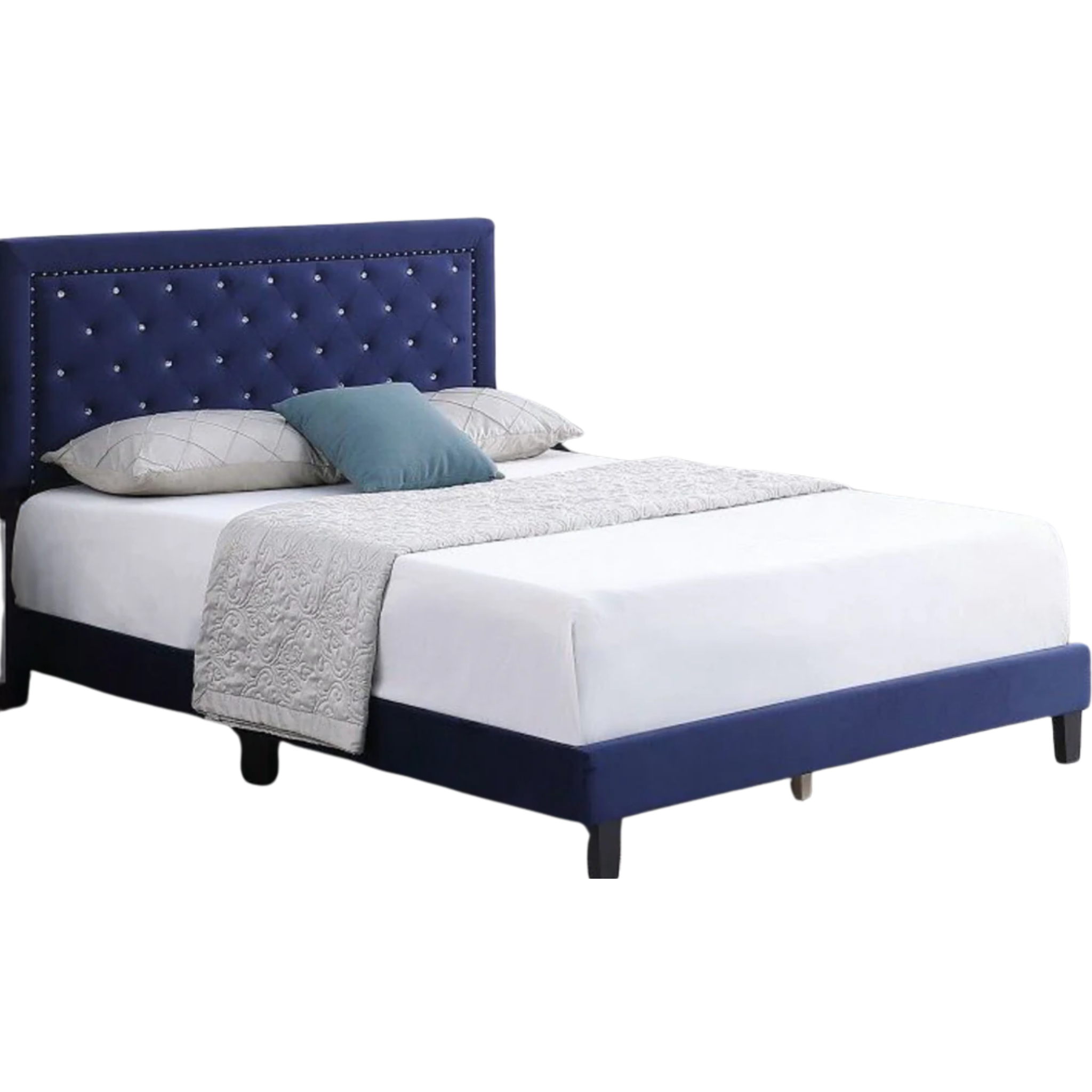 Lit double – Cadre de lit rembourré en velours SOLO