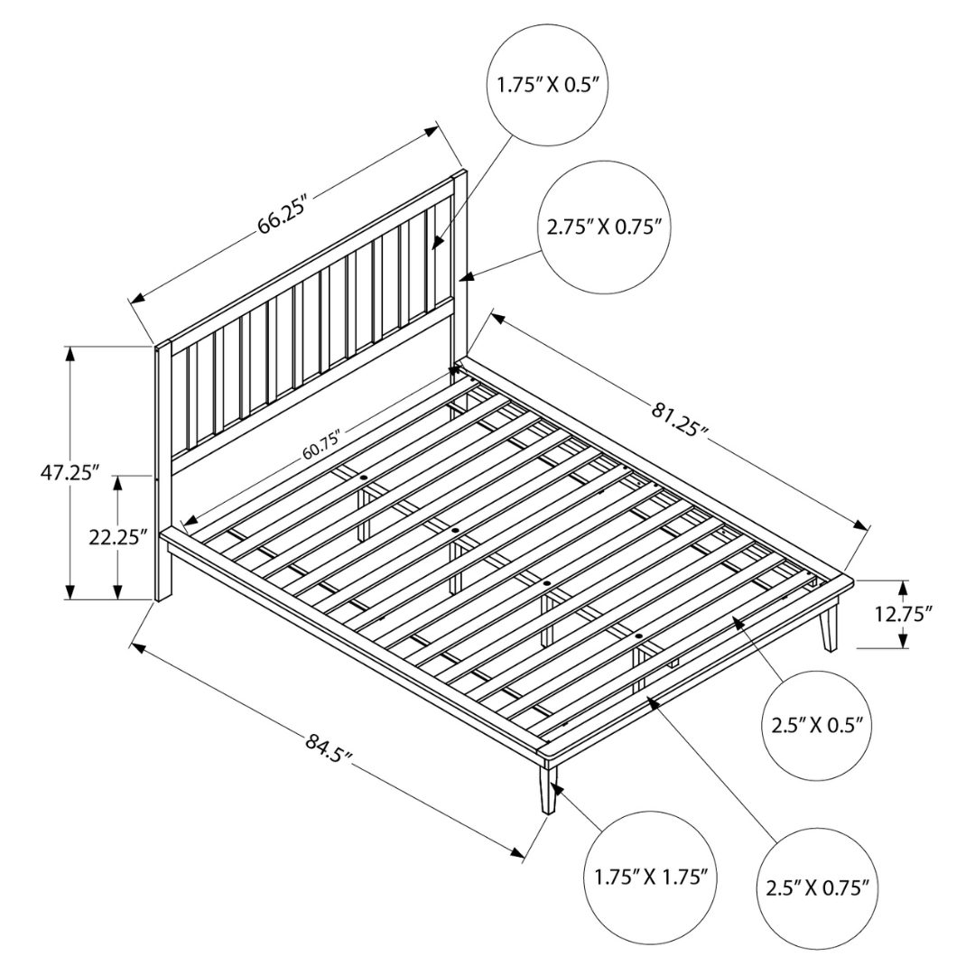 Solvar – Lit Queen – Bois massif (Noir)