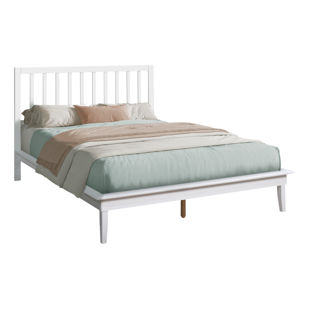 Solvar – Queen Bed – Solid Wood (White)