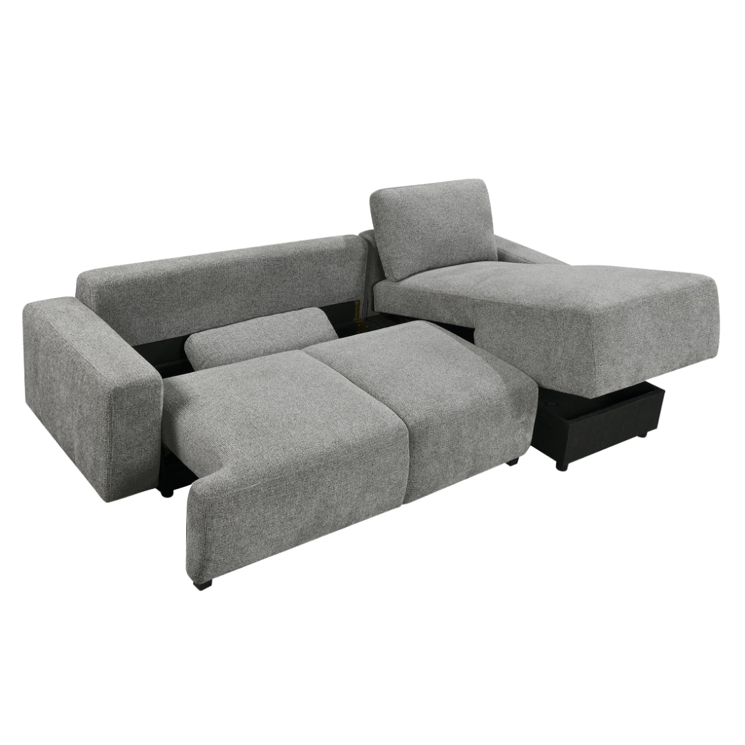 Soreva – Canapé-lit d'angle – Méridienne à droite – Gris