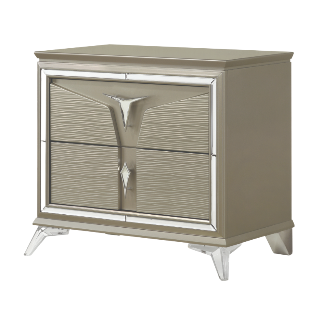 Torona – Table de chevet glamour champagne acrylique