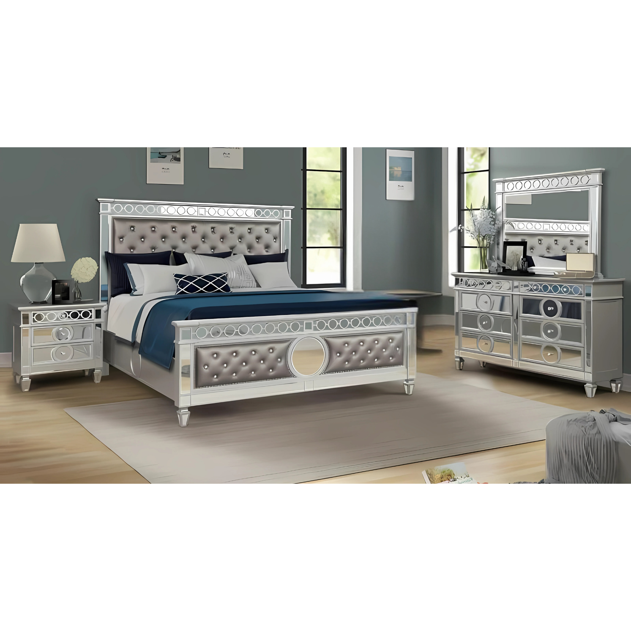 King Bedroom Set – Symphony Silver