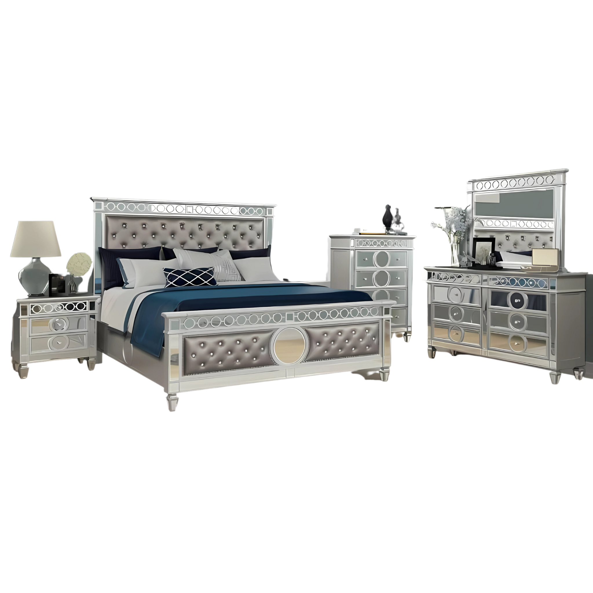 Queen Bedroom Set – Symphony Silver