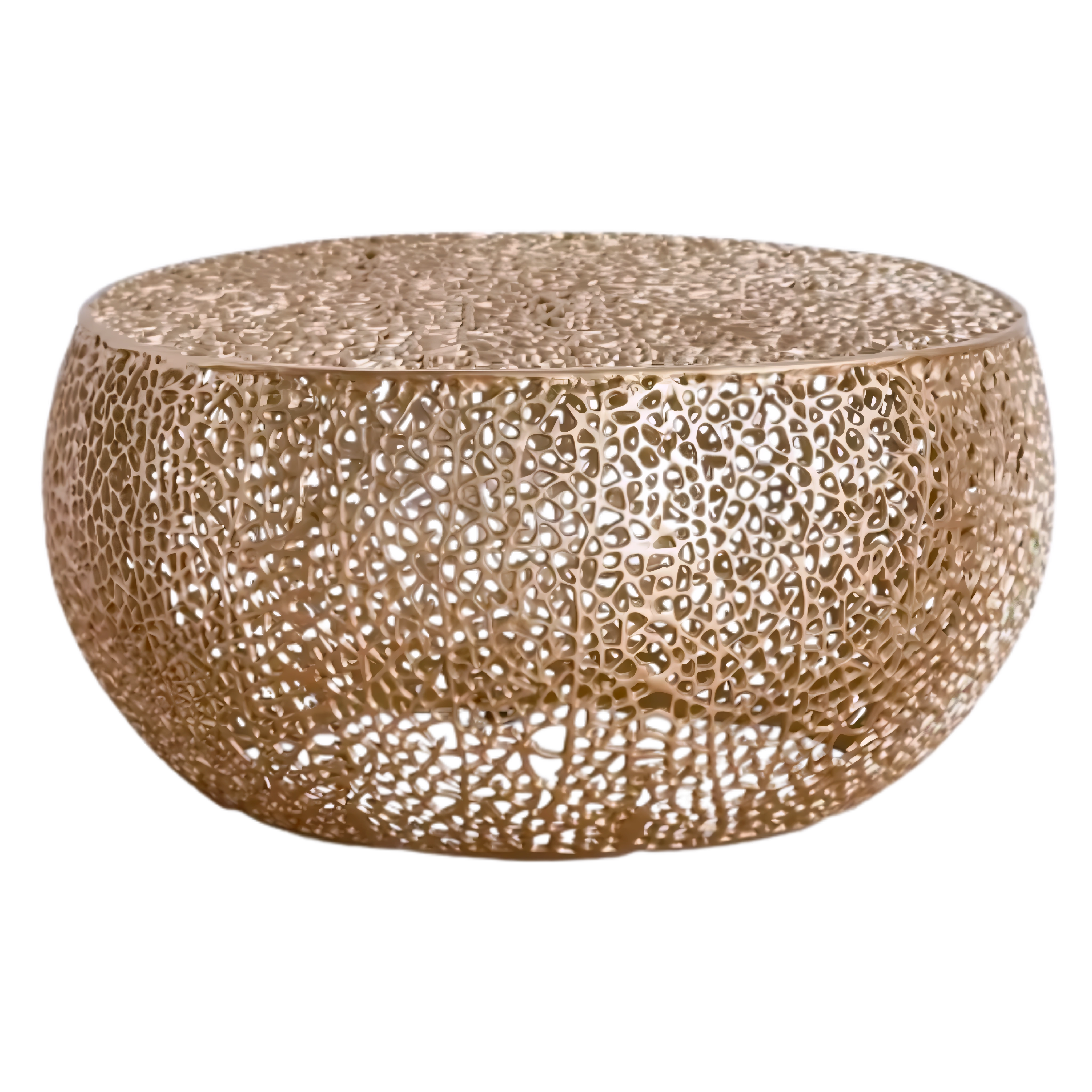 Varello – Woven Metal Round Coffee Table – Gold