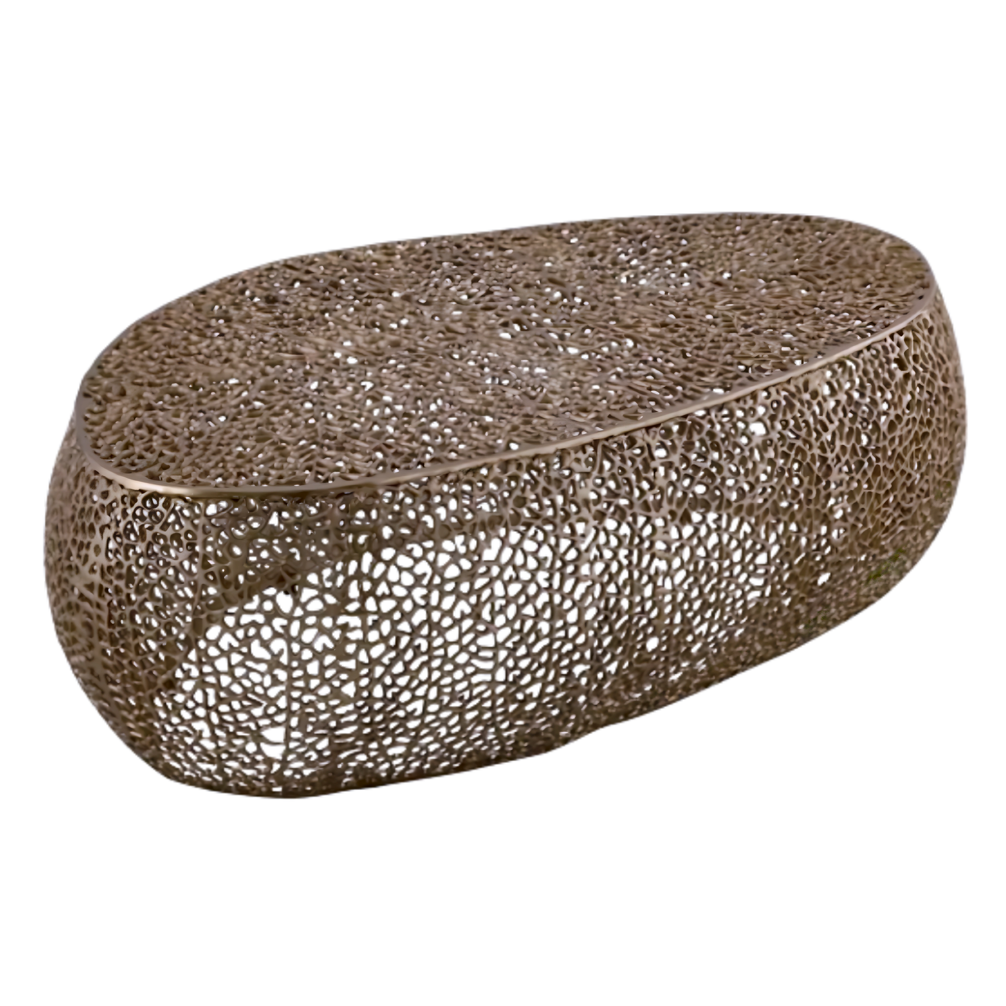 Ovalin – Woven Oval Coffee Table – Gold