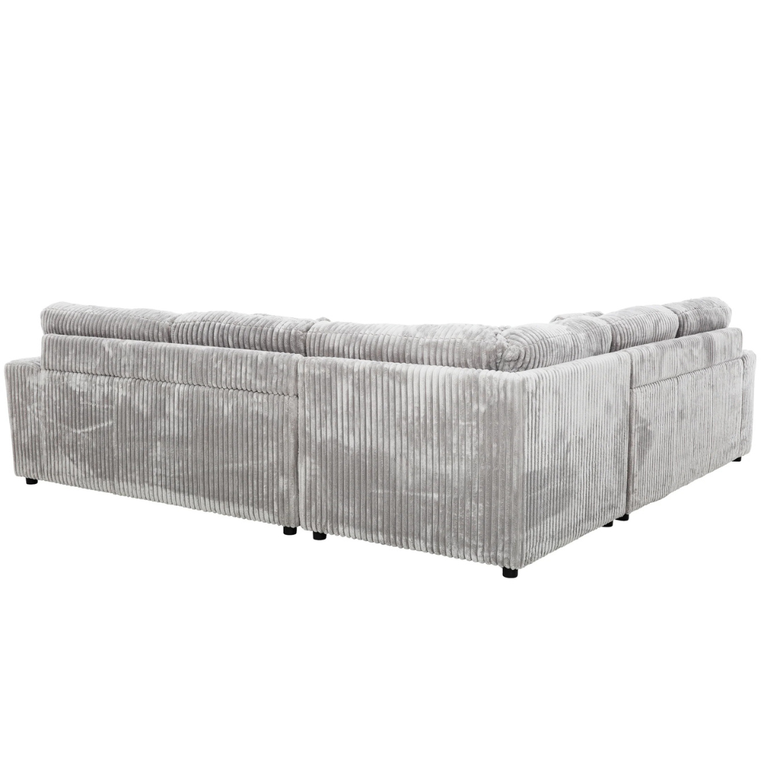 Tarra – Canapé d'angle – Tissu velours côtelé gris clair