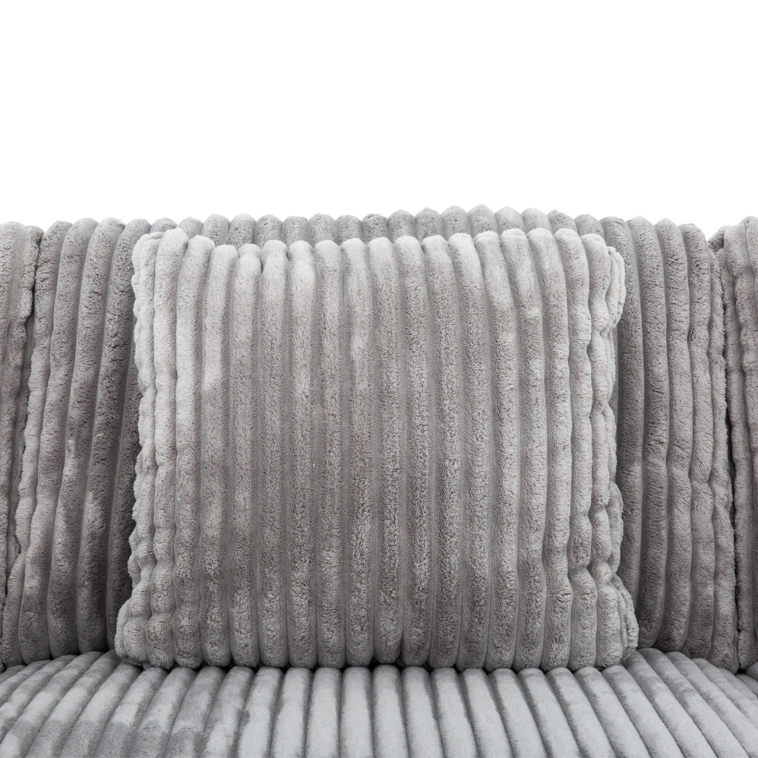 Tarra – Canapé d'angle – Tissu velours côtelé gris clair