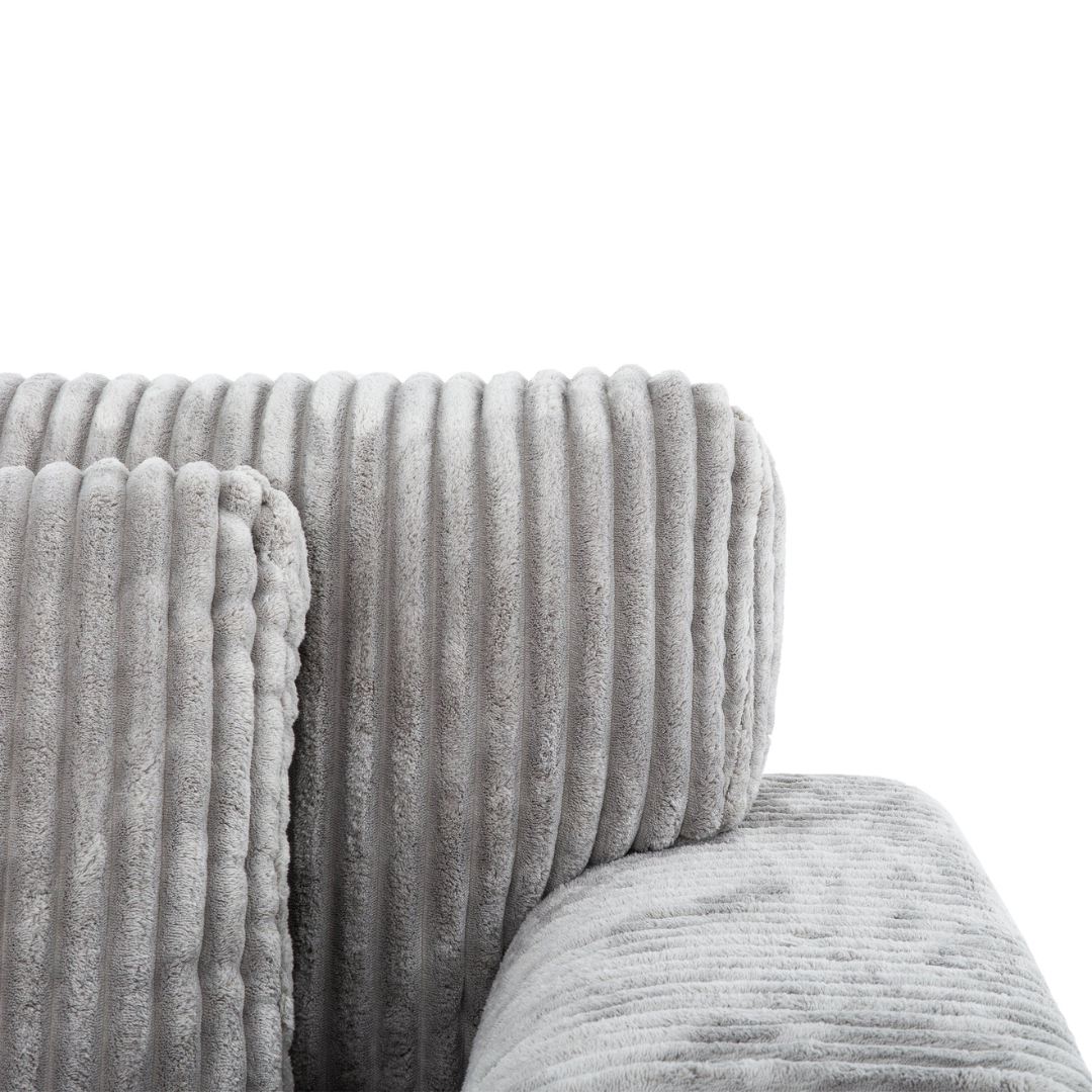 Tarra – Canapé d'angle – Tissu velours côtelé gris clair