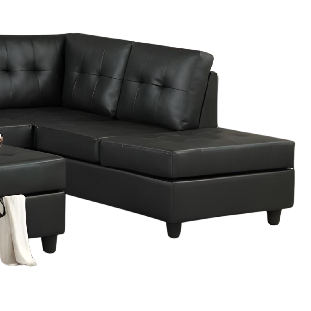 Tavik – Reversible Sofa Sectional – Black Faux Leather