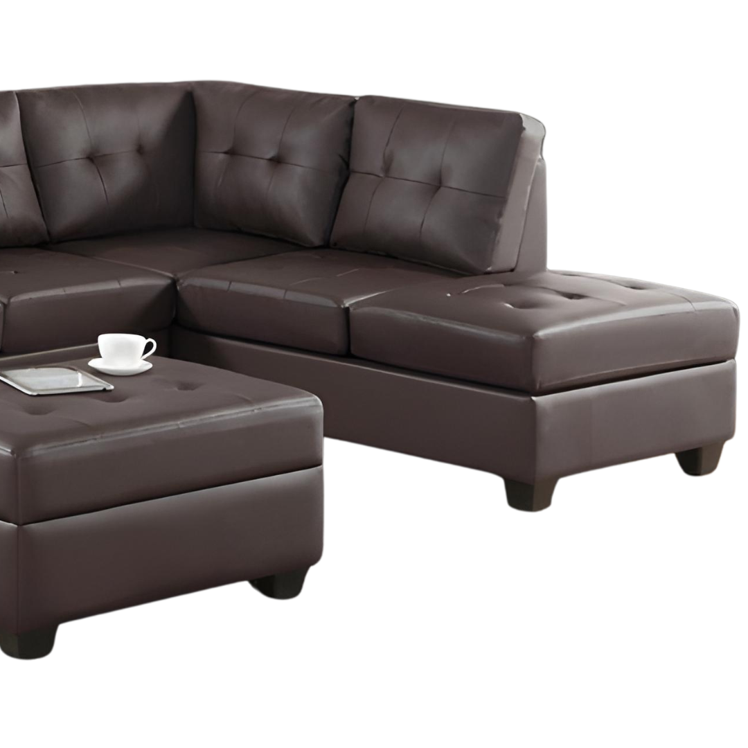 Tavik – Reversible Sofa Sectional – Brown Faux Leather