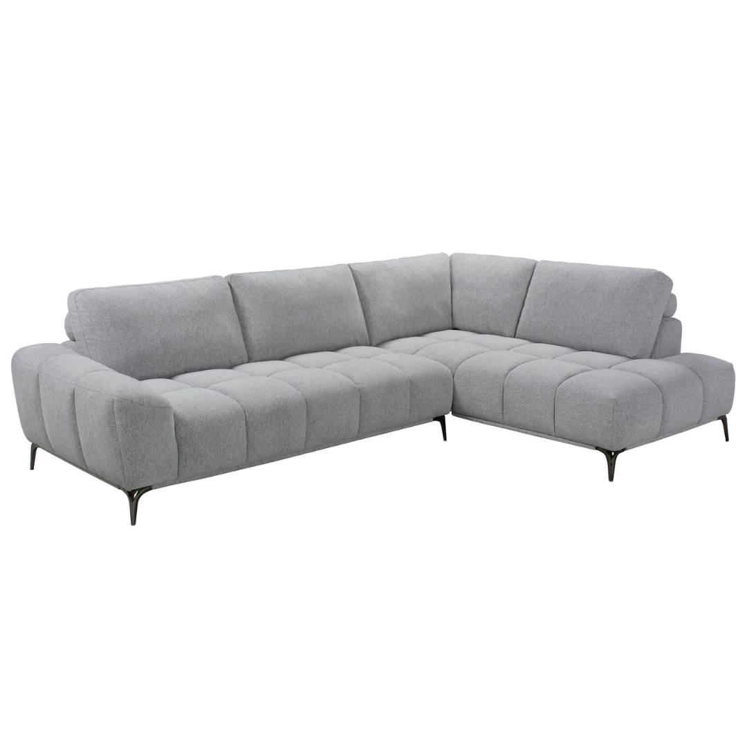 Tempo – Canapé d'angle avec méridienne à droite – Tissu gris clair