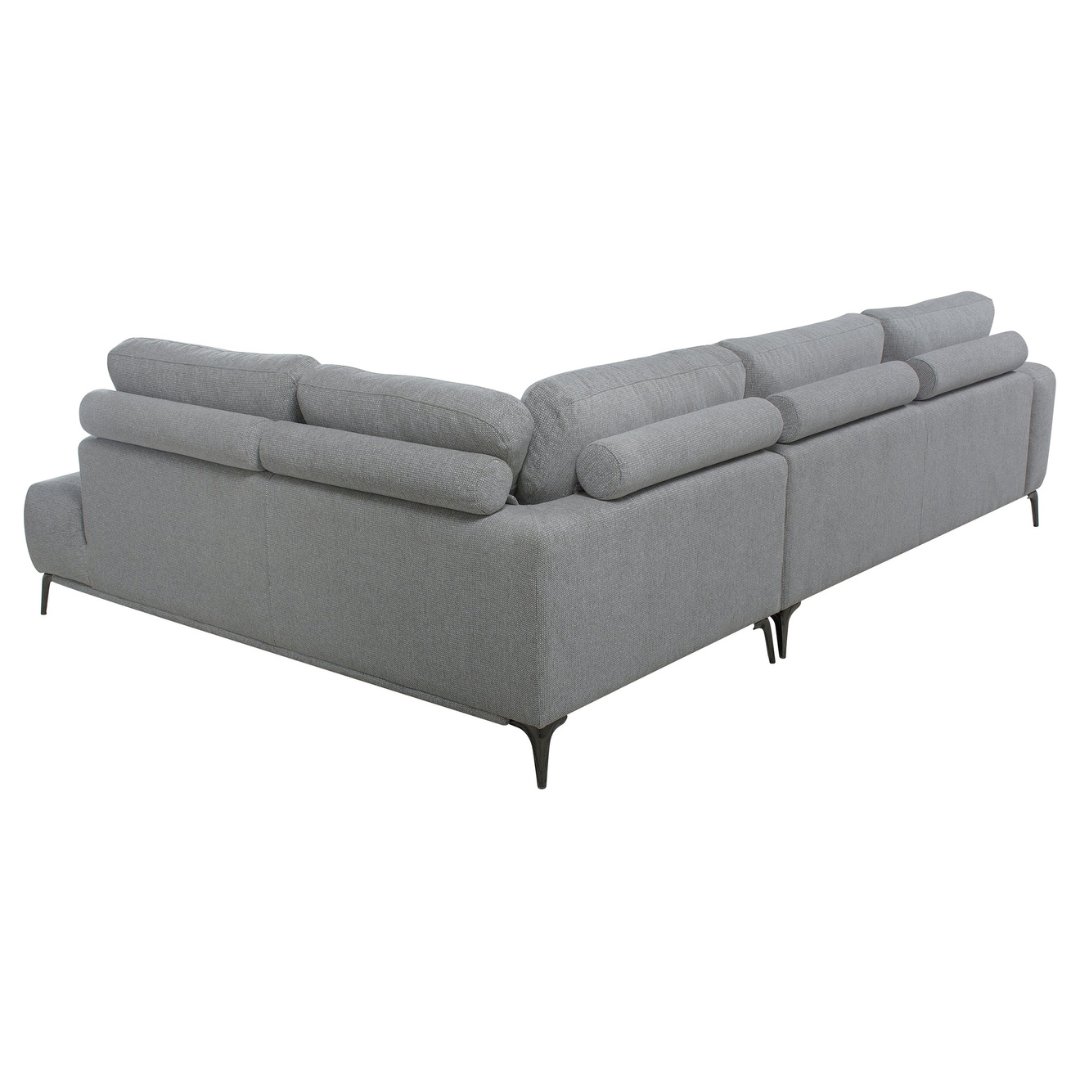 Tempo – Canapé d'angle avec méridienne à droite – Tissu gris clair