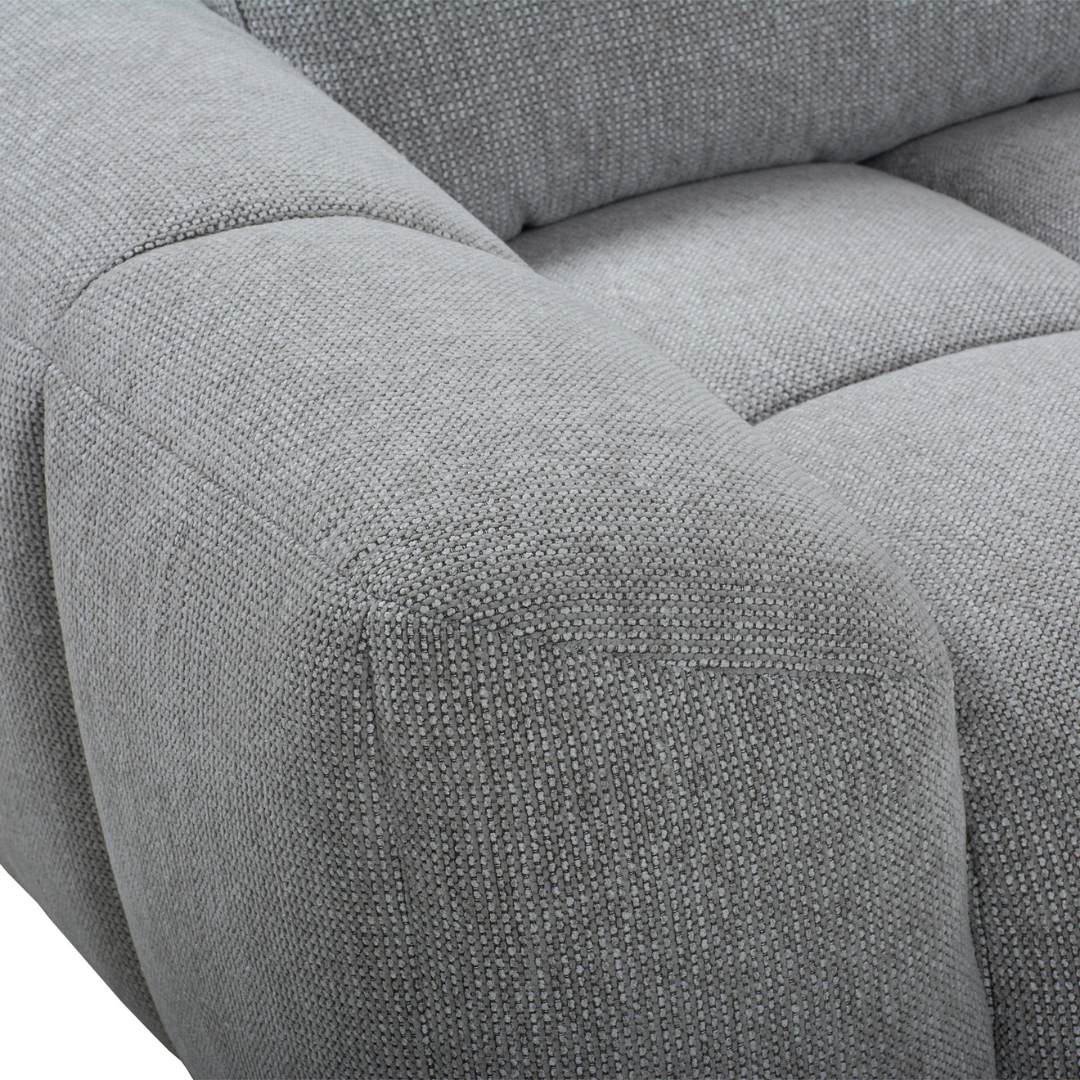 Tempo – Canapé d'angle avec méridienne à droite – Tissu gris clair