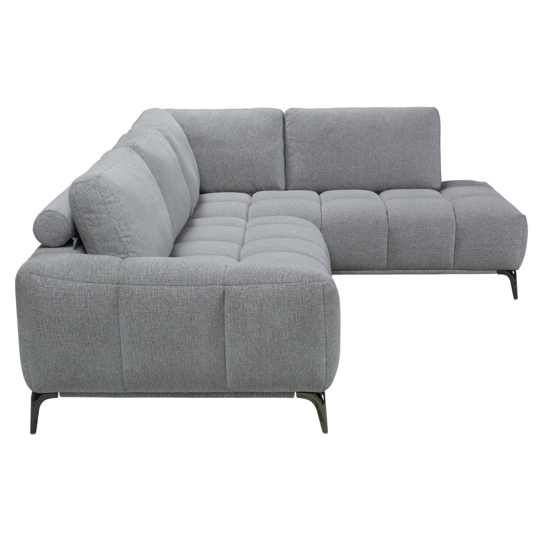 Tempo – Canapé d'angle avec méridienne à droite – Tissu gris clair