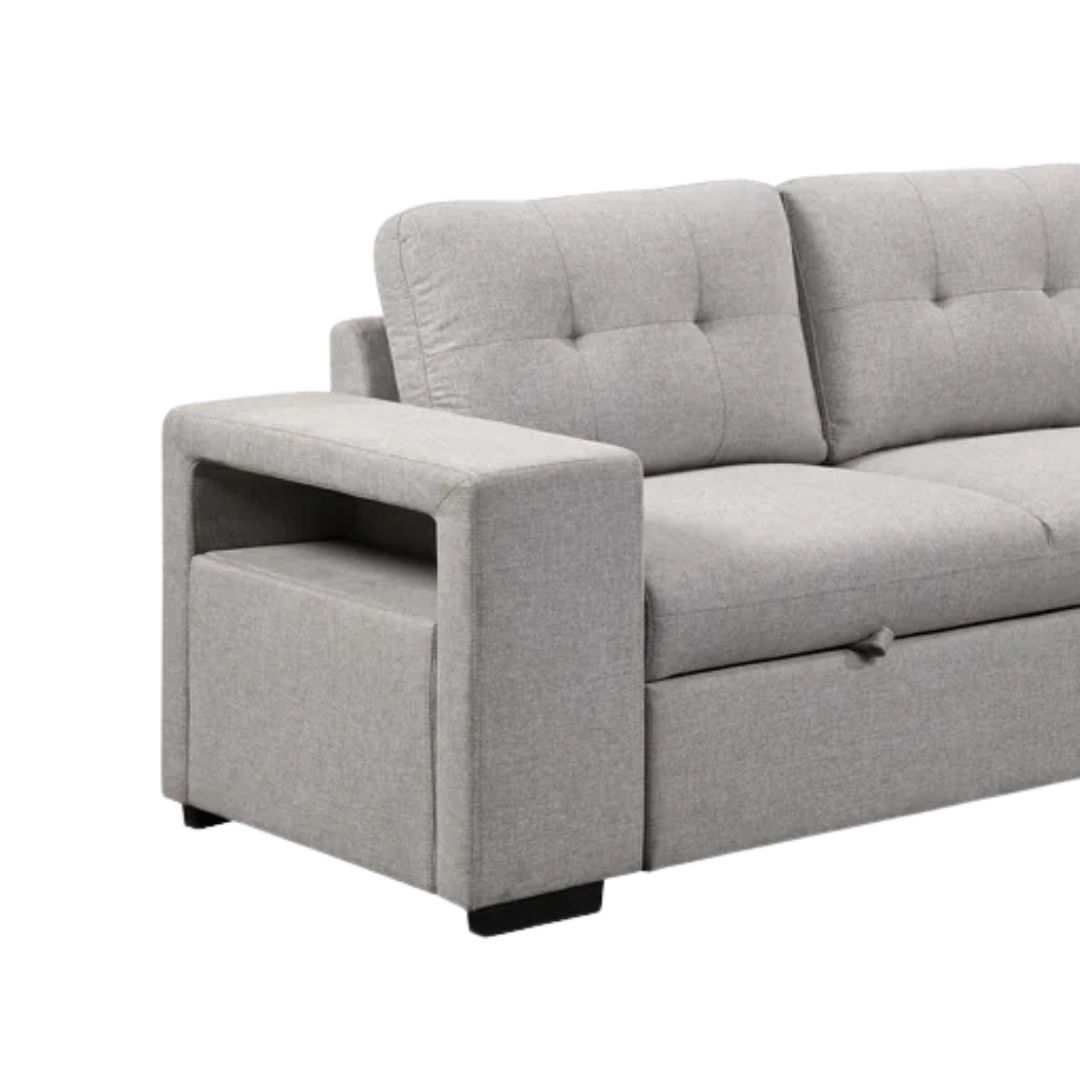 Tanira – Canapé-lit d'angle avec rangement – Gris clair