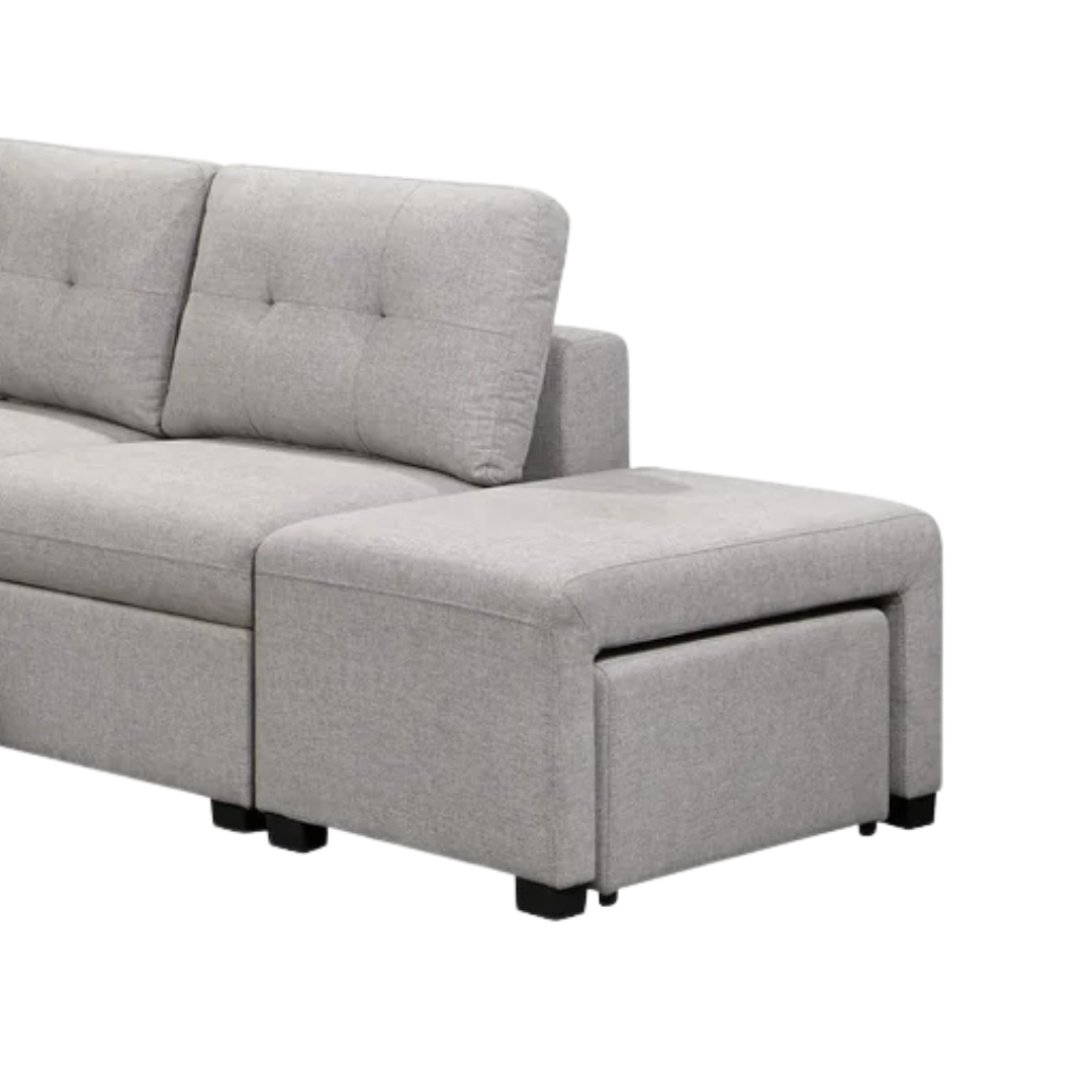 Tanira – Canapé-lit d'angle avec rangement – Gris clair