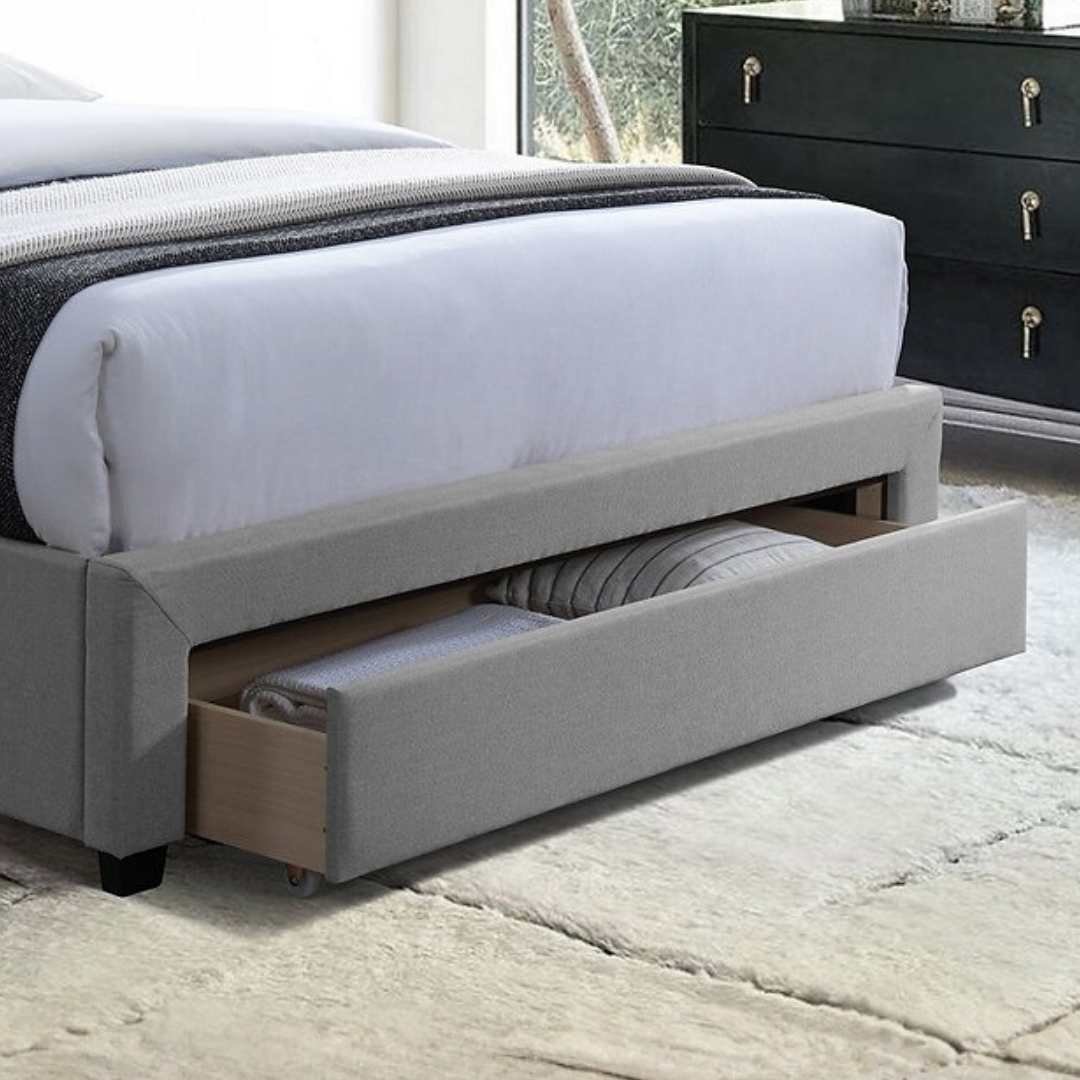 Tavrix – Lit Queen – Tissu (Gris)