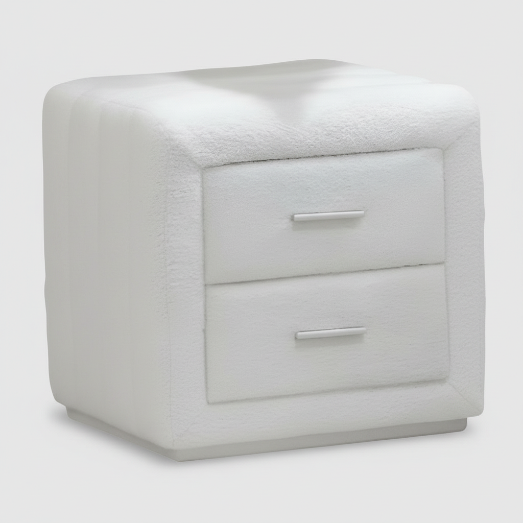 Teddora – Night Stand – White Teddy Fabric
