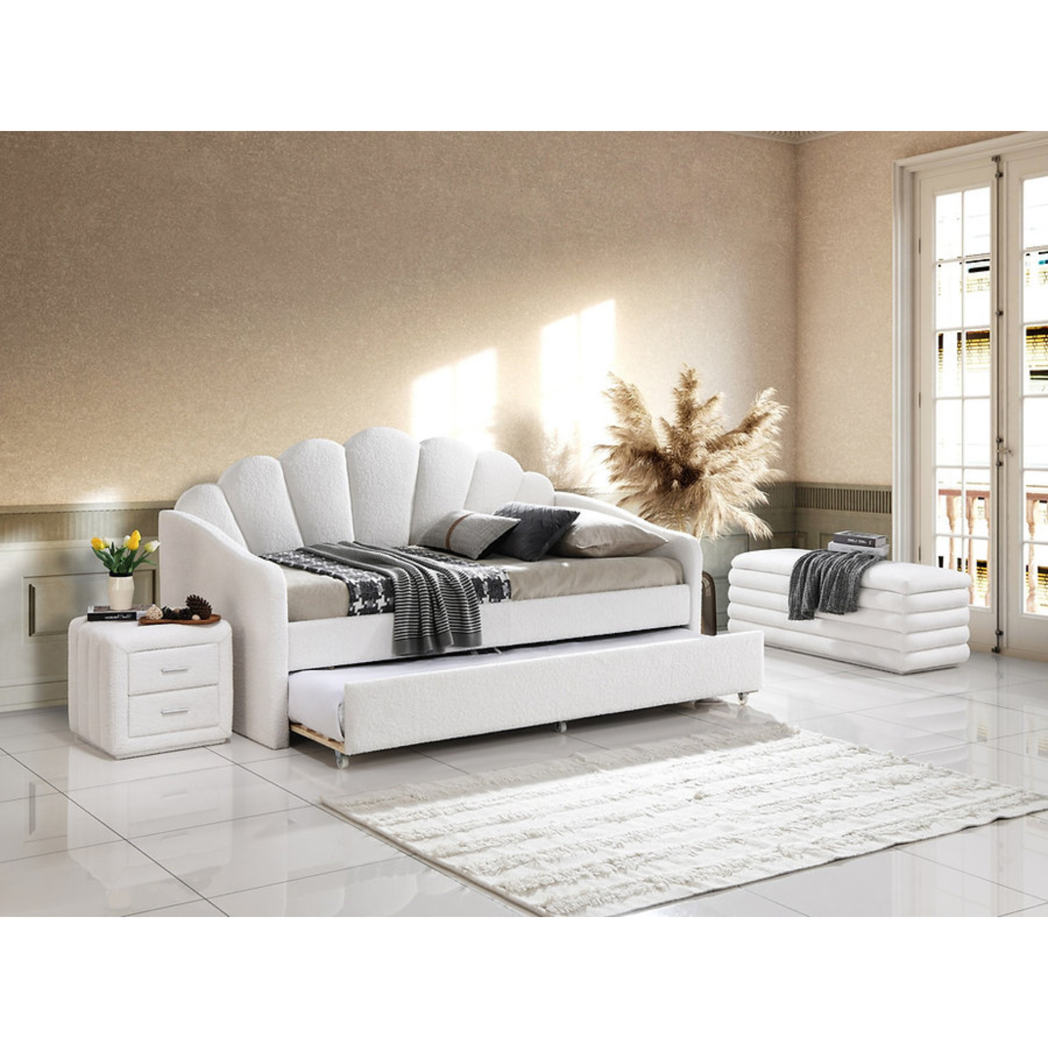 Lit gigogne – Lit en tissu Teddy Bear blanc IF 5103