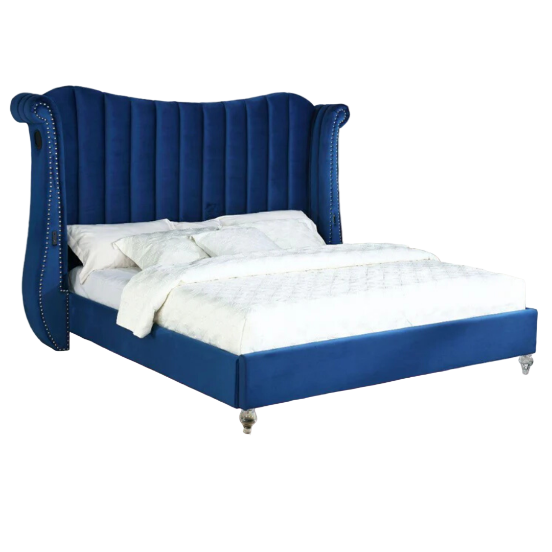 Tulvion – Lit King – Velours (Bleu)