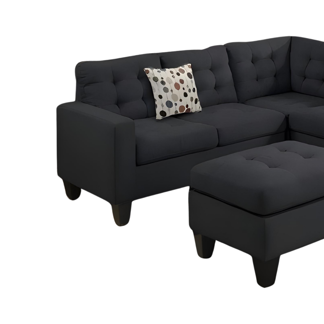 Vento – Canapé d'angle réversible – Tissu noir