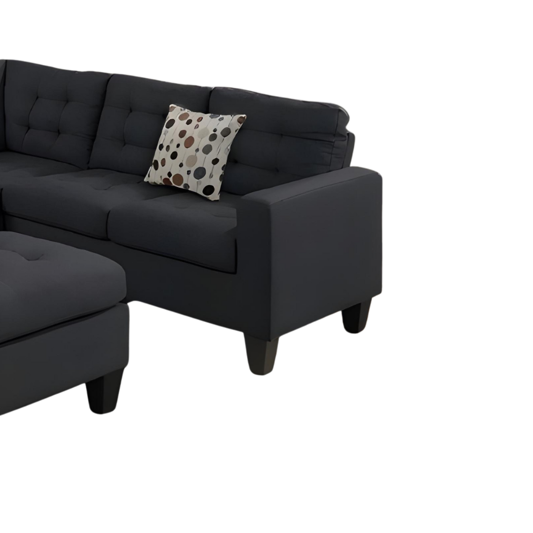 Vento – Canapé d'angle réversible – Tissu noir