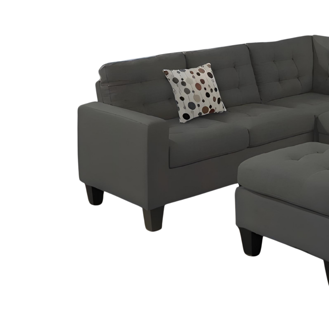 Sofa sectionnel réversible Vento en tissu gris avec ottoman, 84x84 po, Montréal