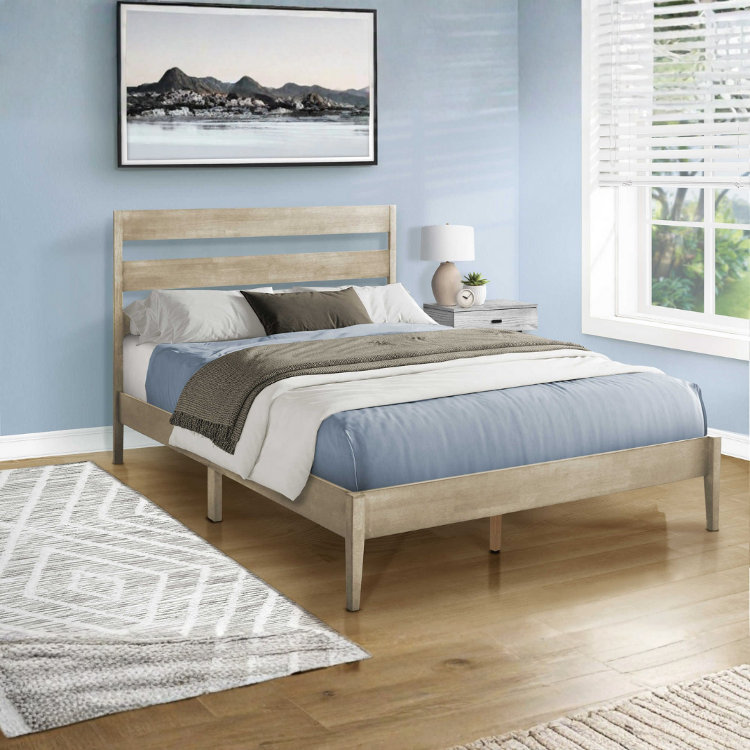 Valden – Lit Queen – Bois massif (Gris)