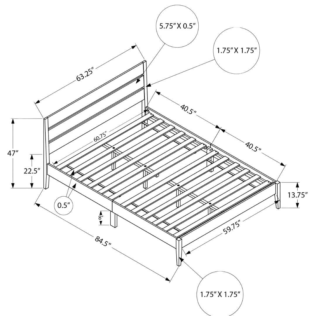 Valden – Queen Bed – Solid Wood (Grey)