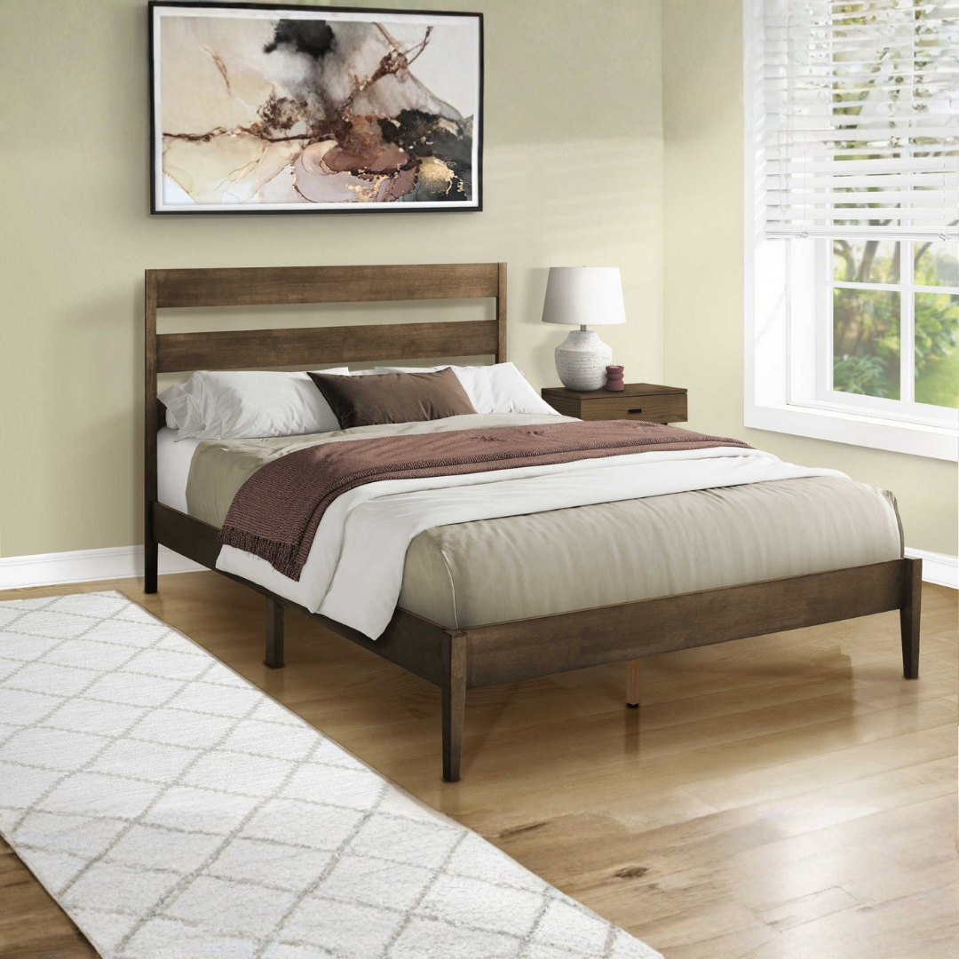 Valden – Lit Queen – Bois massif (Noyer)