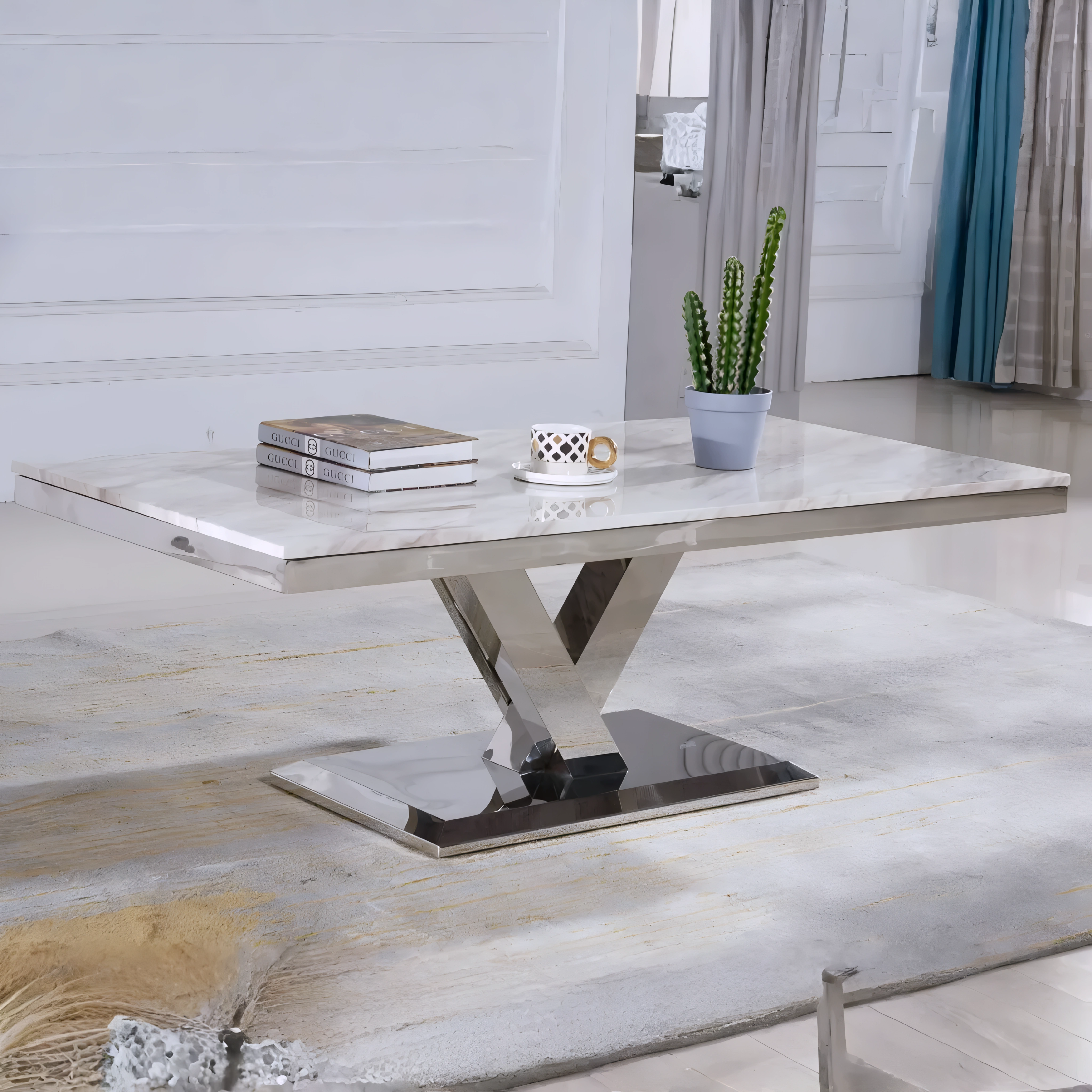 Valmer – Table Basse – Piètement Chromé