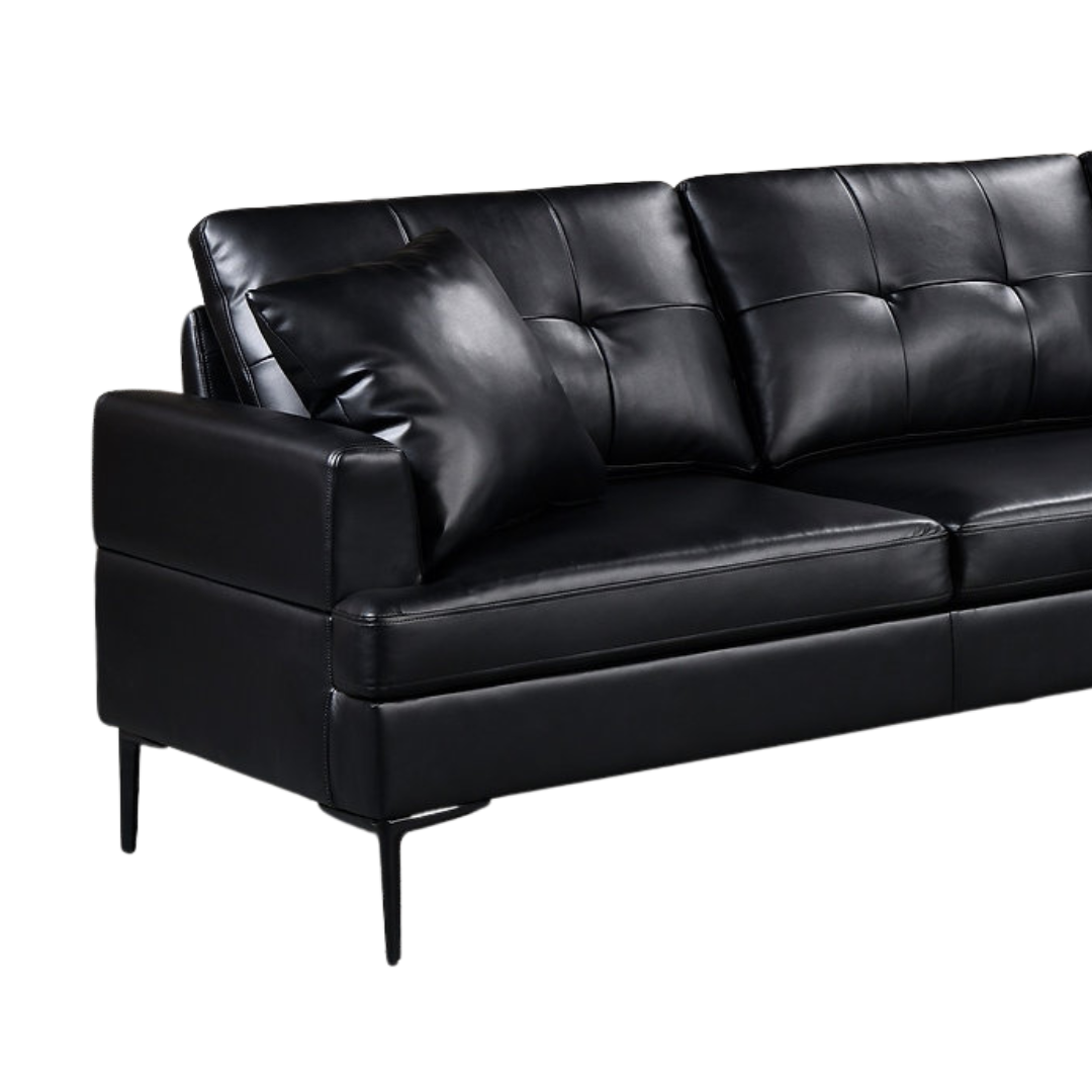 Vara – Canapé d'angle – Similicuir noir