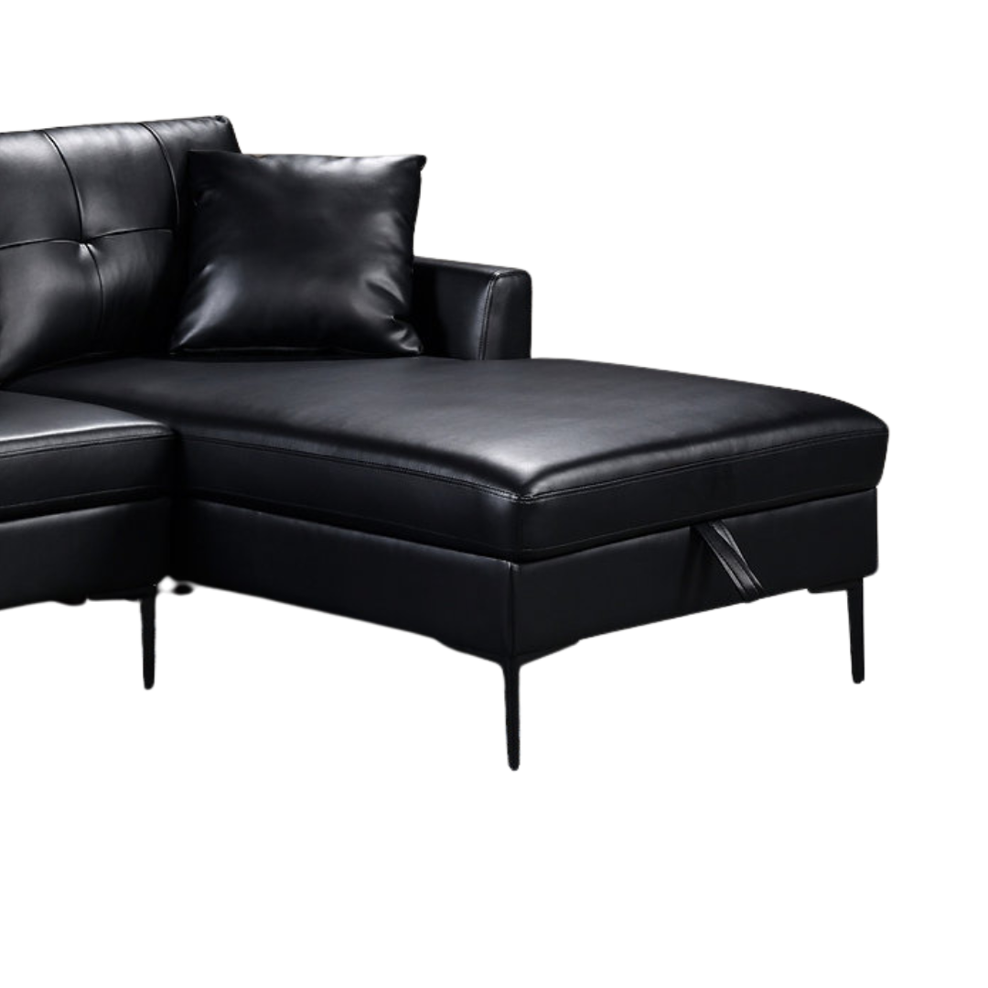 Vara – Canapé d'angle – Similicuir noir