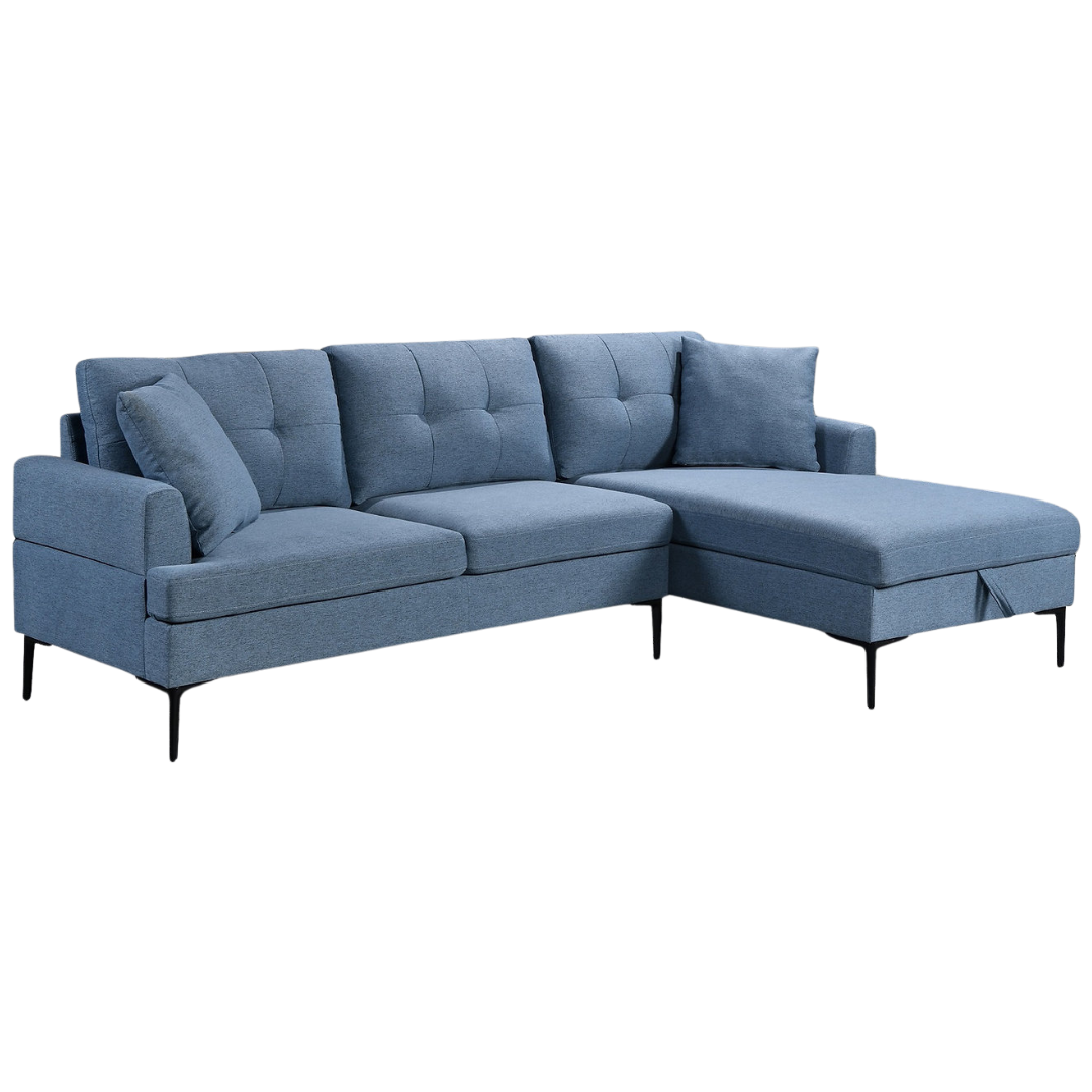 Vara – Canapé d'angle – Tissu bleu